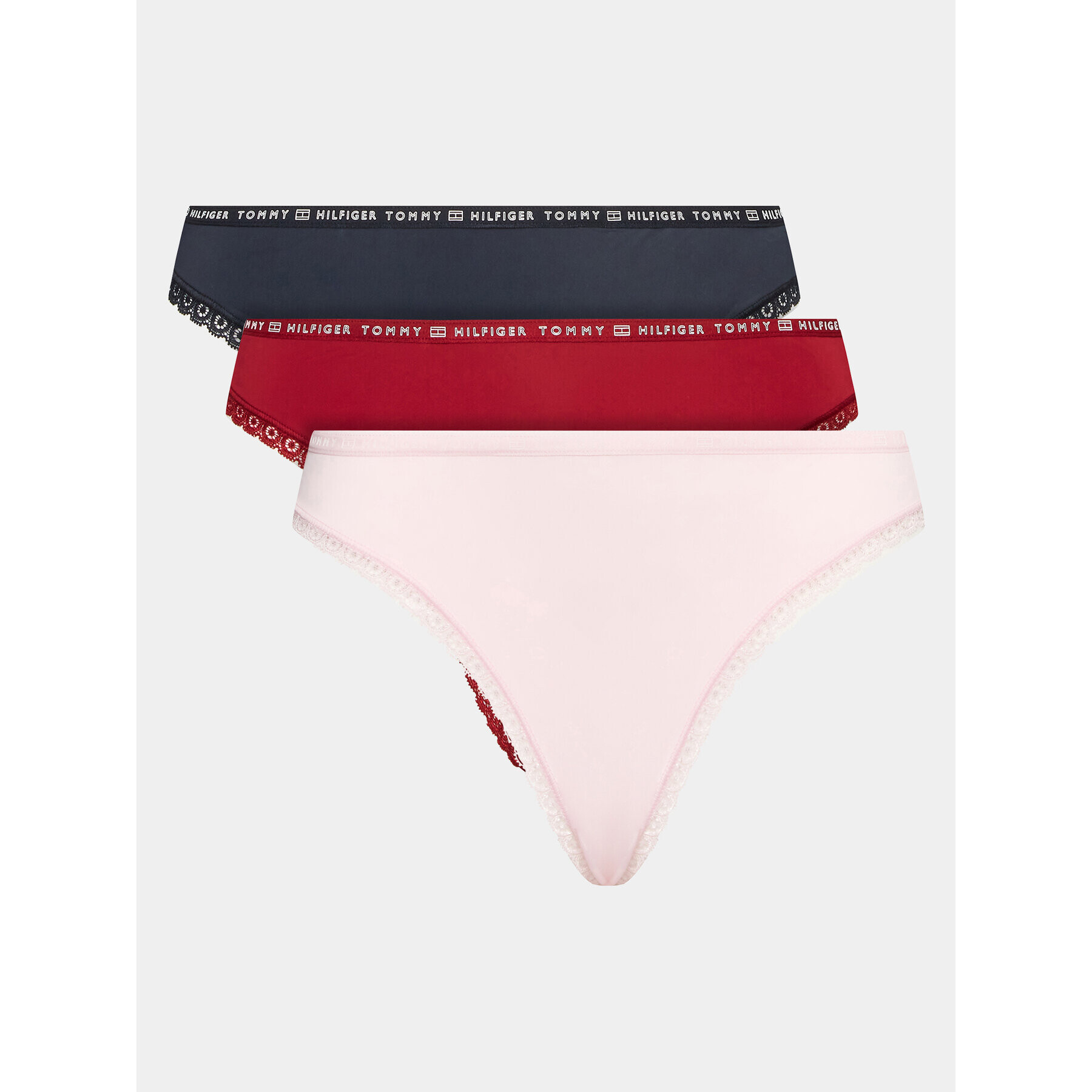 Tommy Hilfiger Set 3 perechi de chiloți tanga UW0UW02824 Colorat - Pled.ro