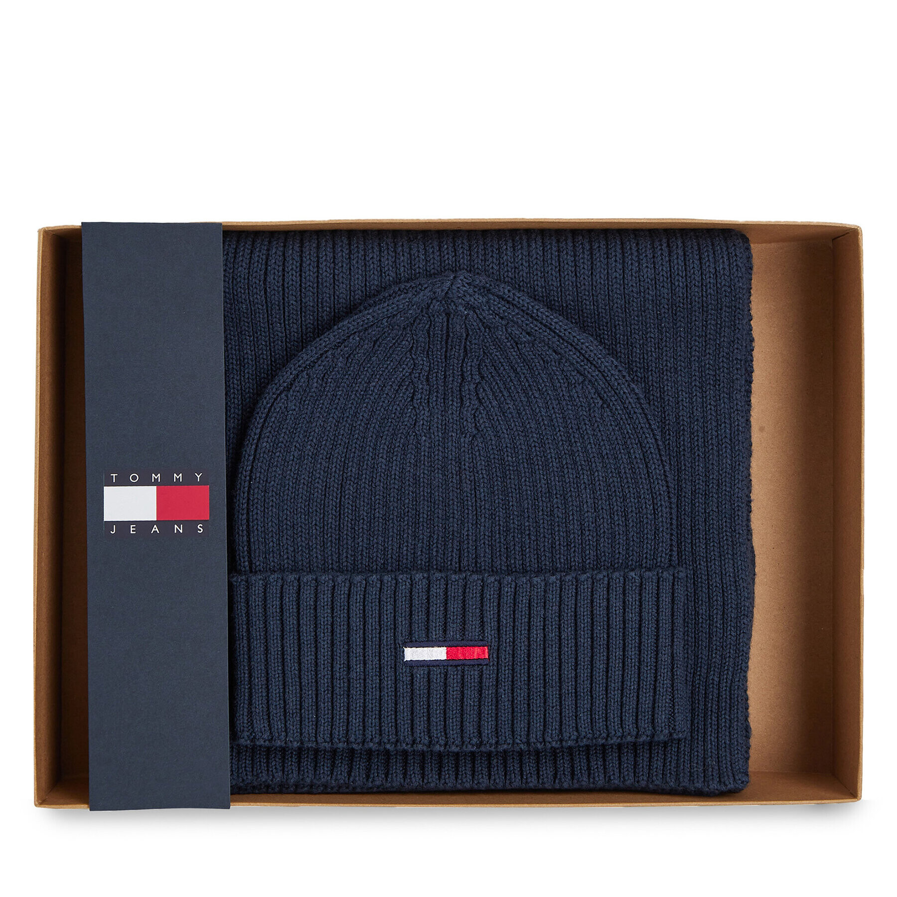 Tommy Hilfiger Set căciulă și fular tip guler Tjw Flag Beanie And Scarf AM0AM11677 Bleumarin - Pled.ro