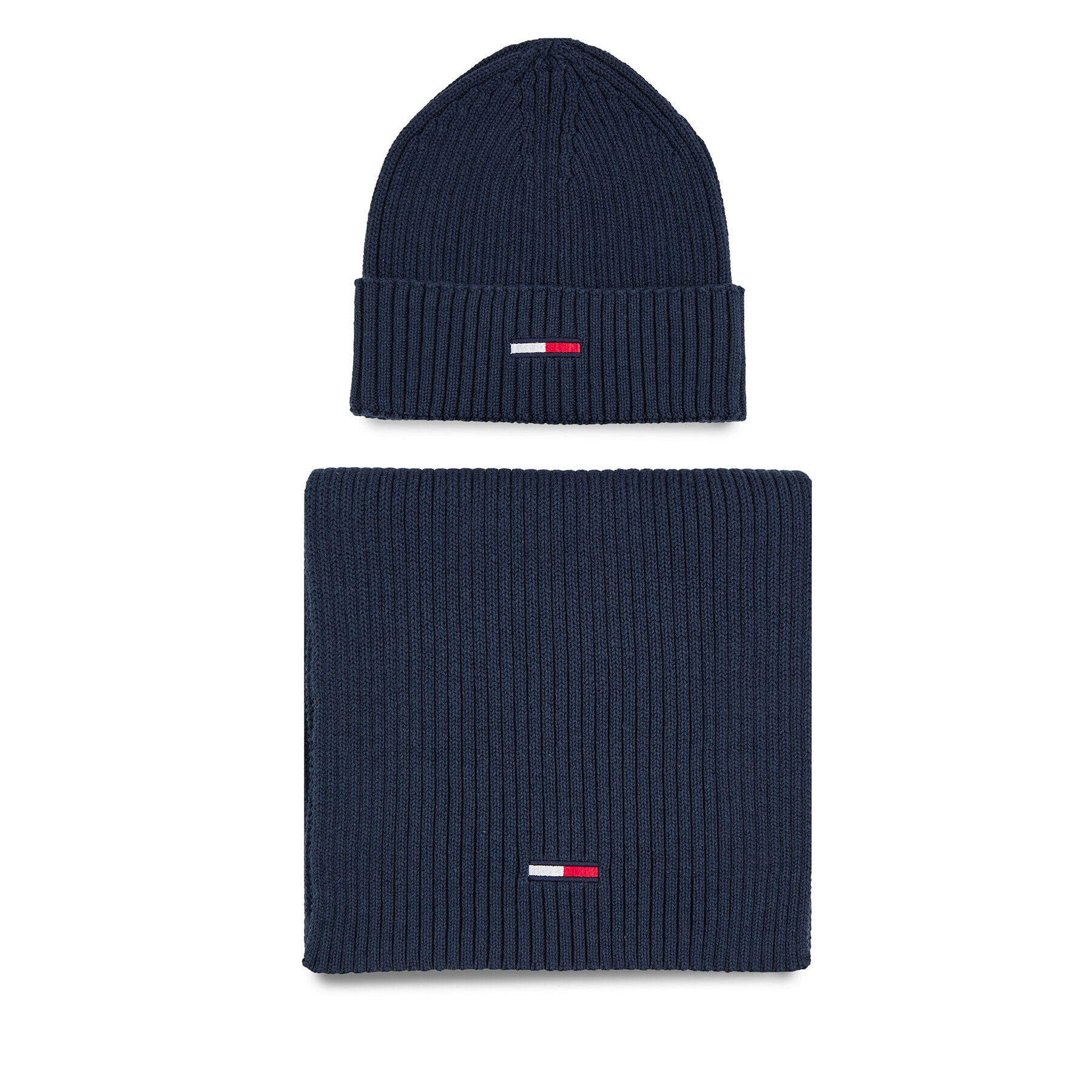 Tommy Hilfiger Set căciulă și fular tip guler Tjw Flag Beanie And Scarf AM0AM11677 Bleumarin - Pled.ro