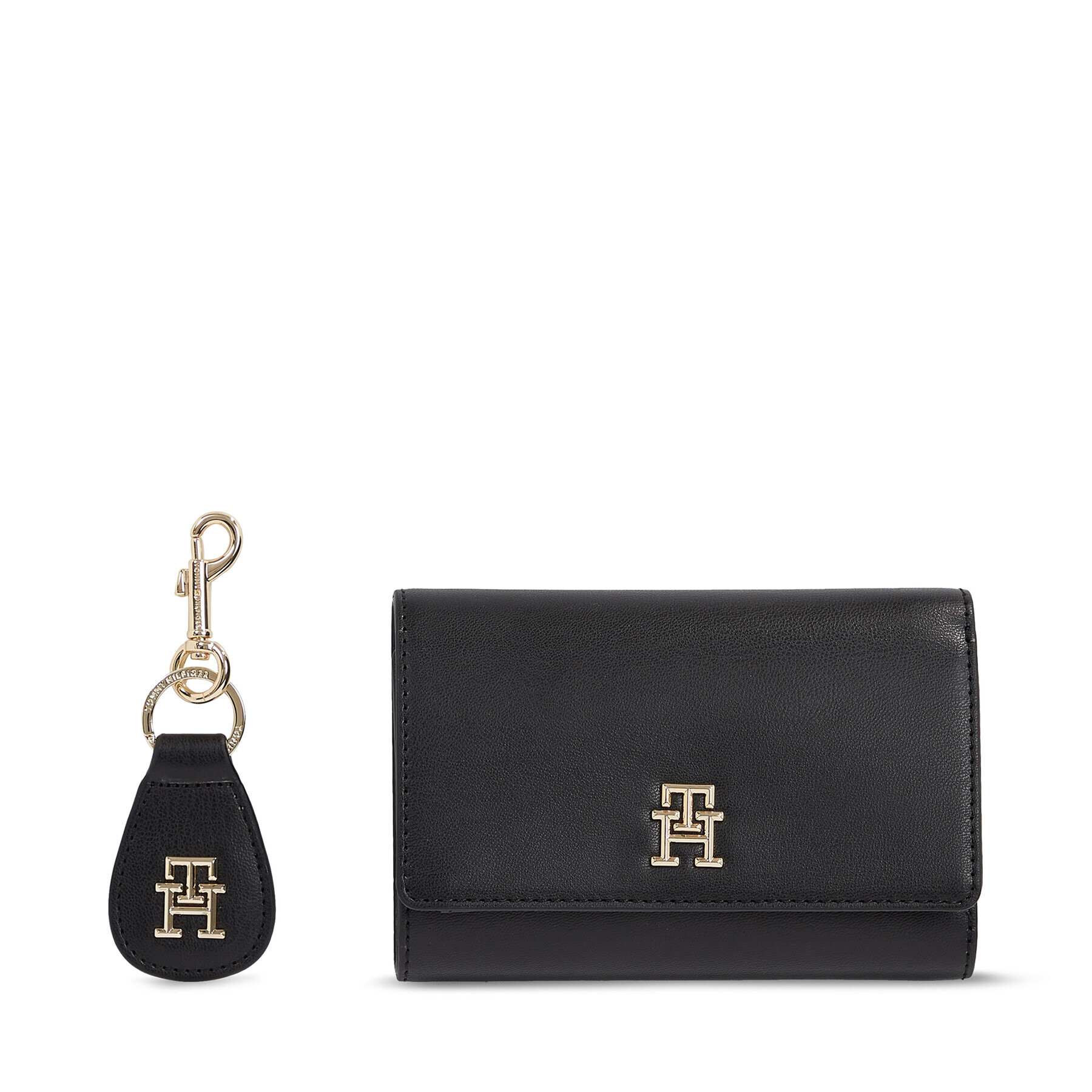 Tommy Hilfiger Set portofel și breloc Med Flap Wallet W Keyfob AW0AW15663BDS Negru - Pled.ro