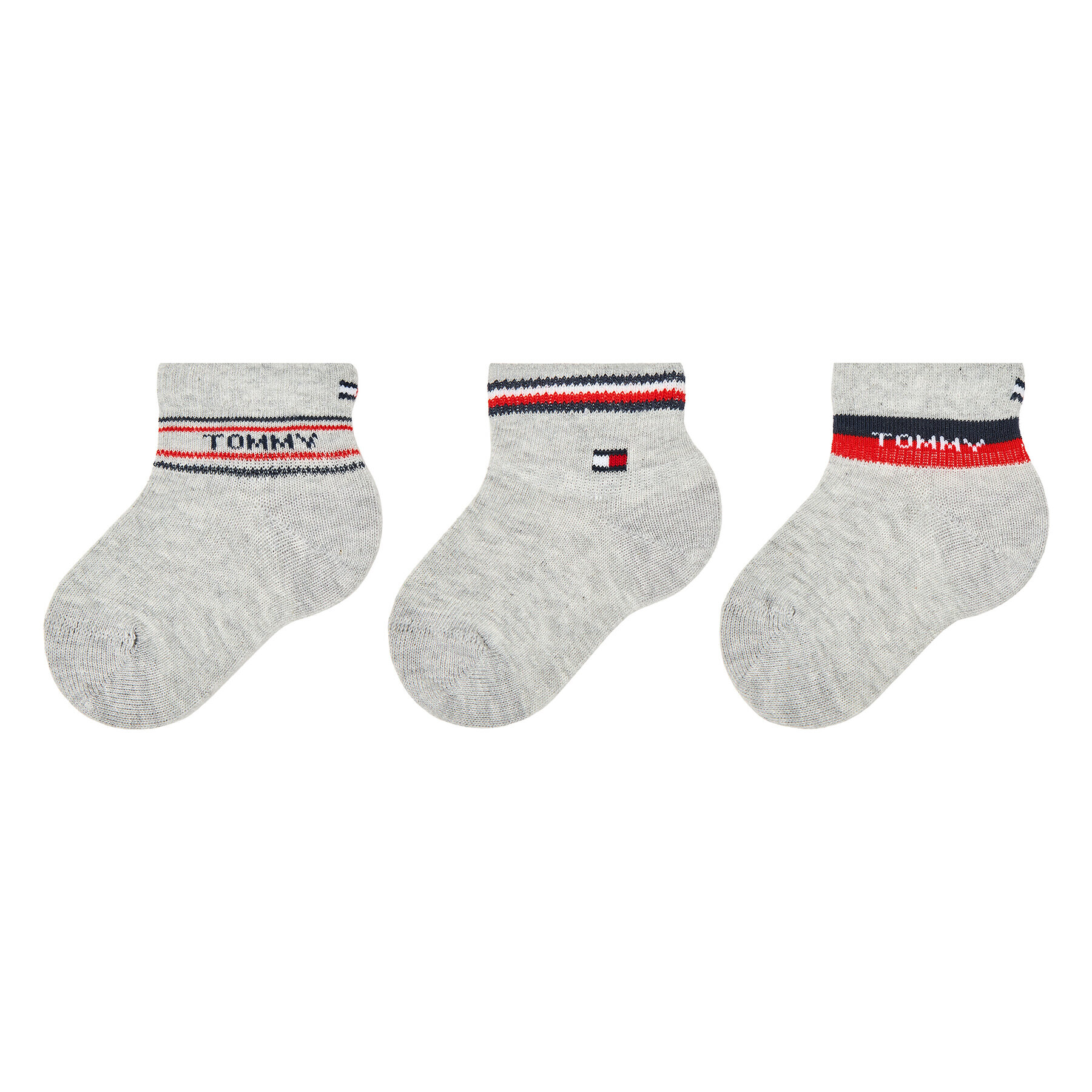 Tommy Hilfiger Set de 3 perechi de șosete medii pentru copii 701222674 Gri - Pled.ro