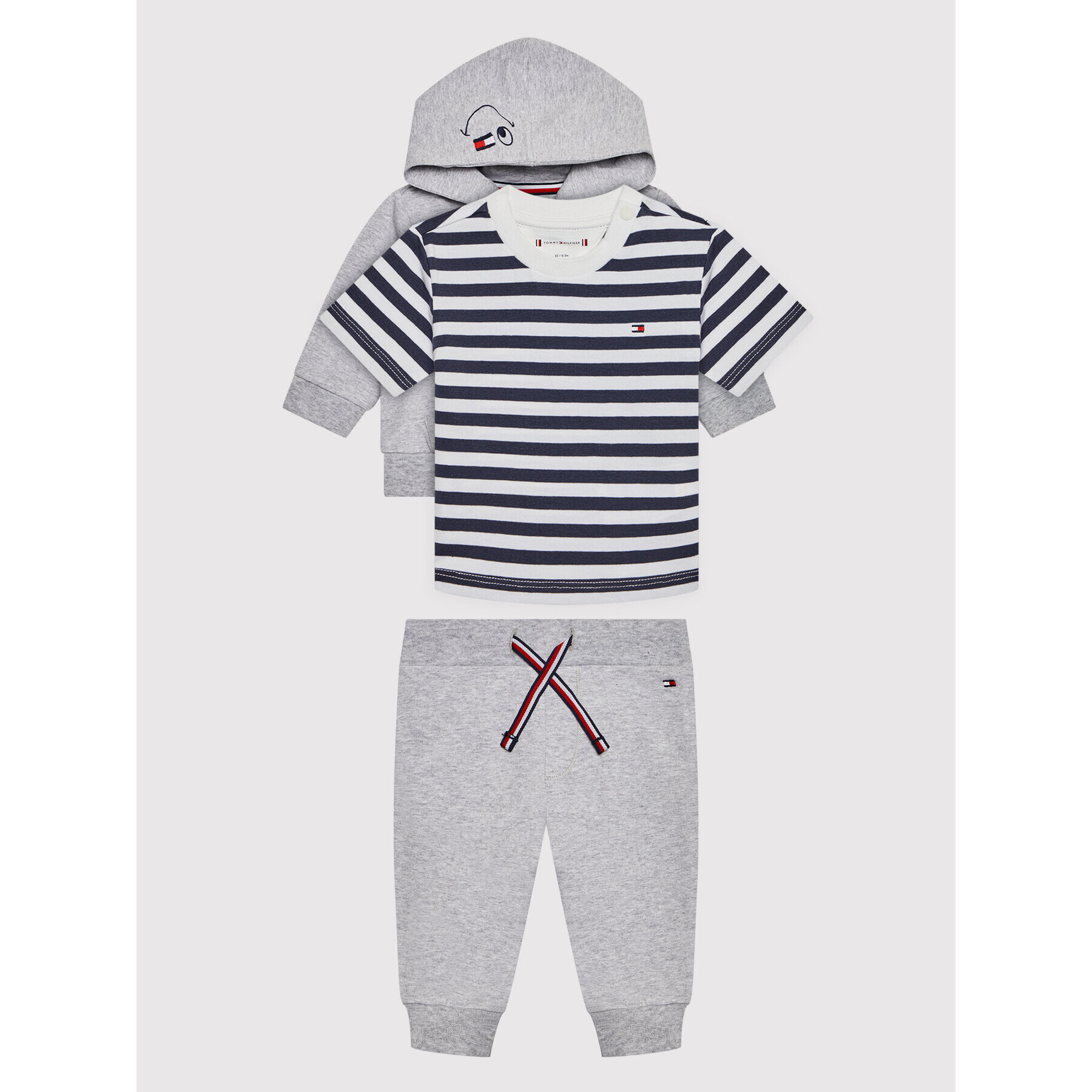 Tommy Hilfiger Set tricou bluză și pantaloni KN0KN01411 Gri Regular Fit - Pled.ro