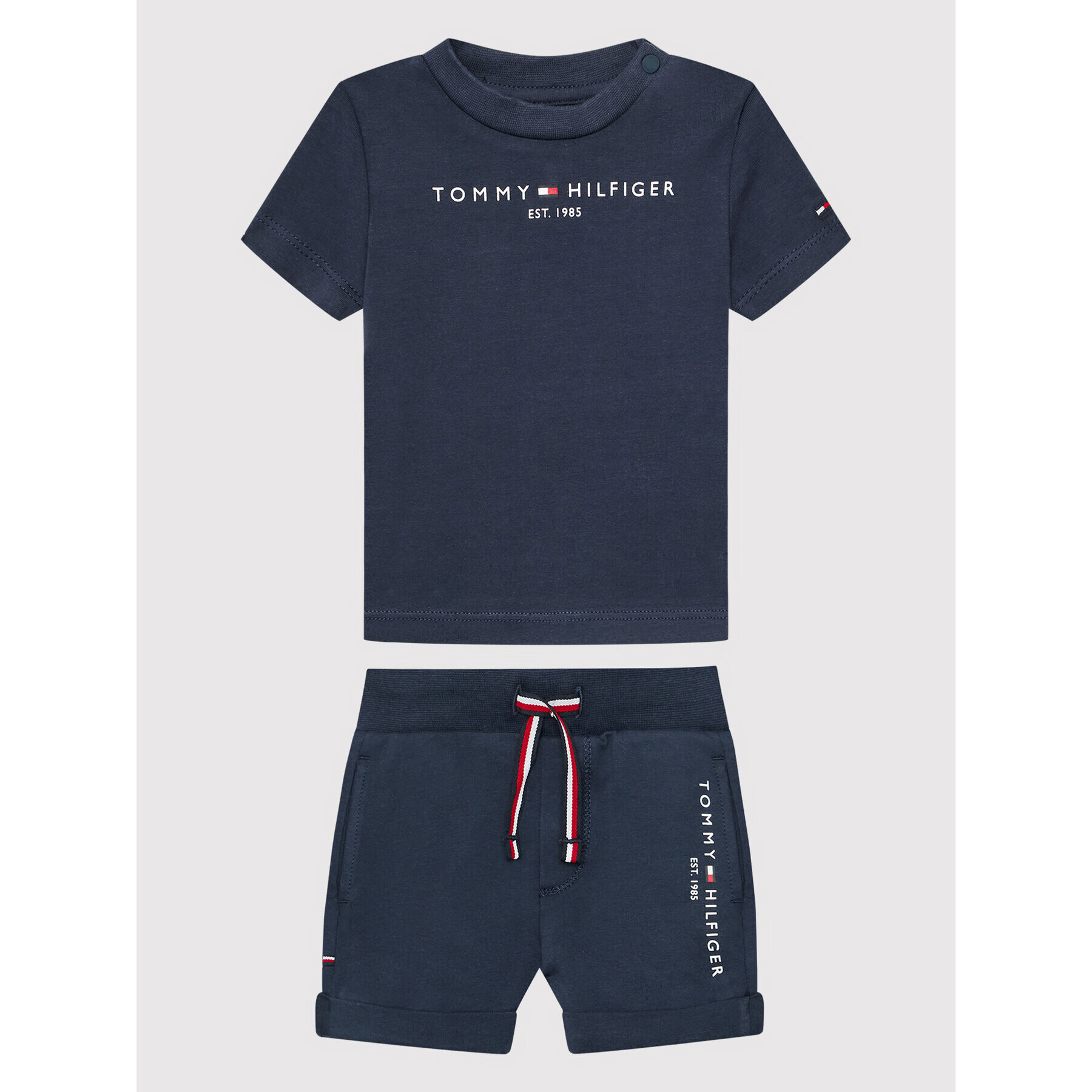 Tommy Hilfiger Set tricou și pantaloni scurți sport Baby Essential KN0KN01488 Bleumarin Regular Fit - Pled.ro