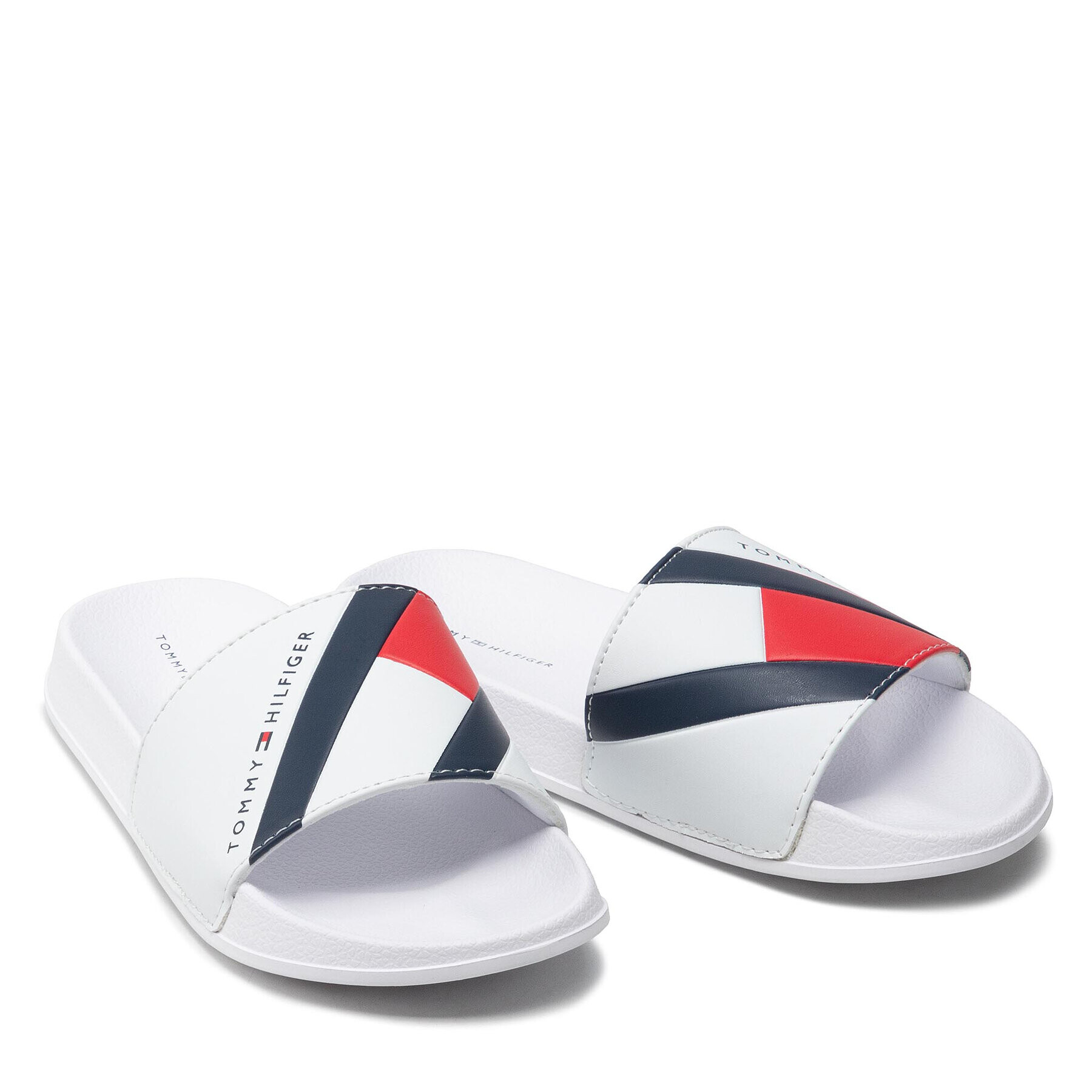 Tommy Hilfiger Șlapi Flag Print Pool Slide T3B0-32273-1172100 S Alb - Pled.ro