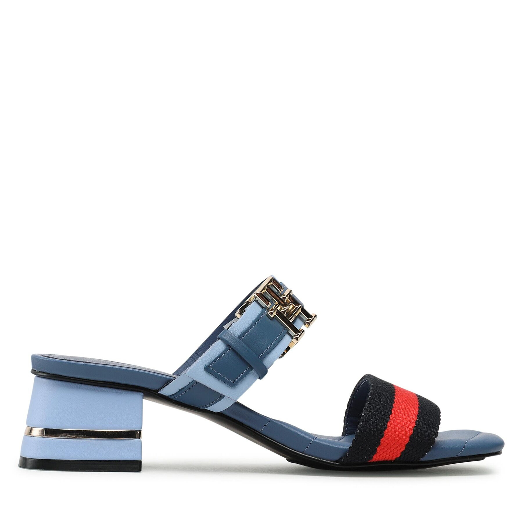 Tommy Hilfiger Șlapi Hardware Block Mid Heel Combo FW0FW07018 Bleumarin - Pled.ro