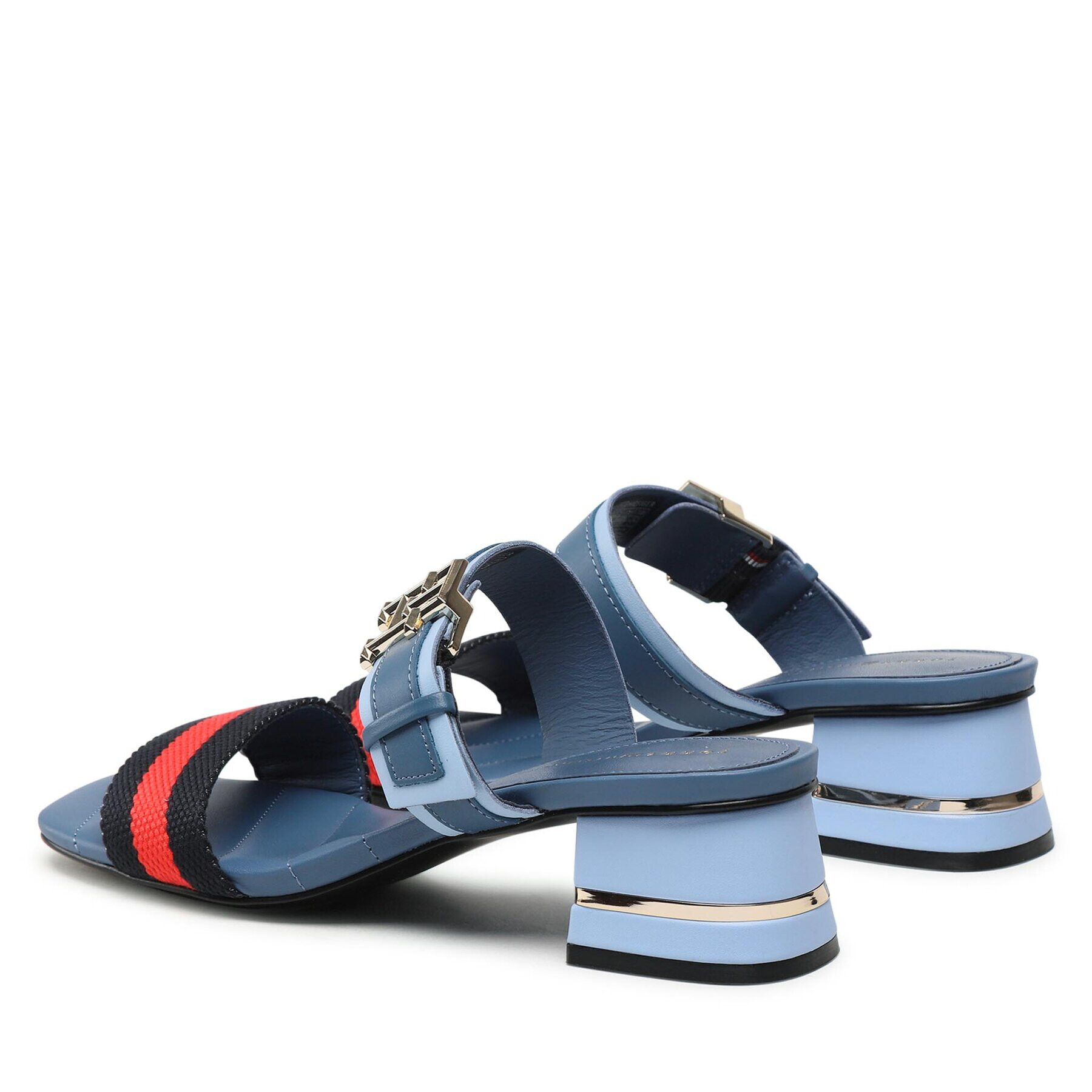 Tommy Hilfiger Șlapi Hardware Block Mid Heel Combo FW0FW07018 Bleumarin - Pled.ro