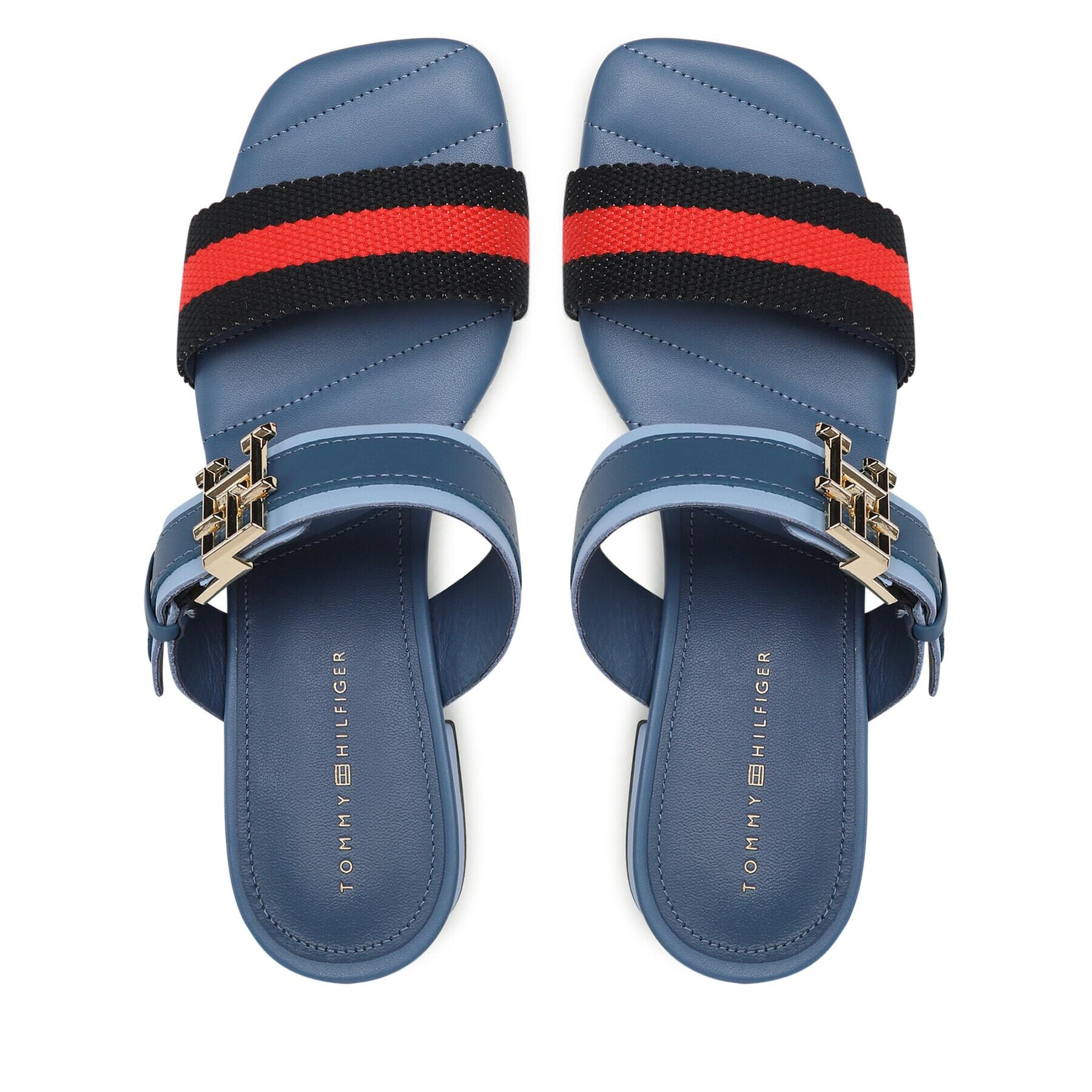 Tommy Hilfiger Șlapi Hardware Block Mid Heel Combo FW0FW07018 Bleumarin - Pled.ro