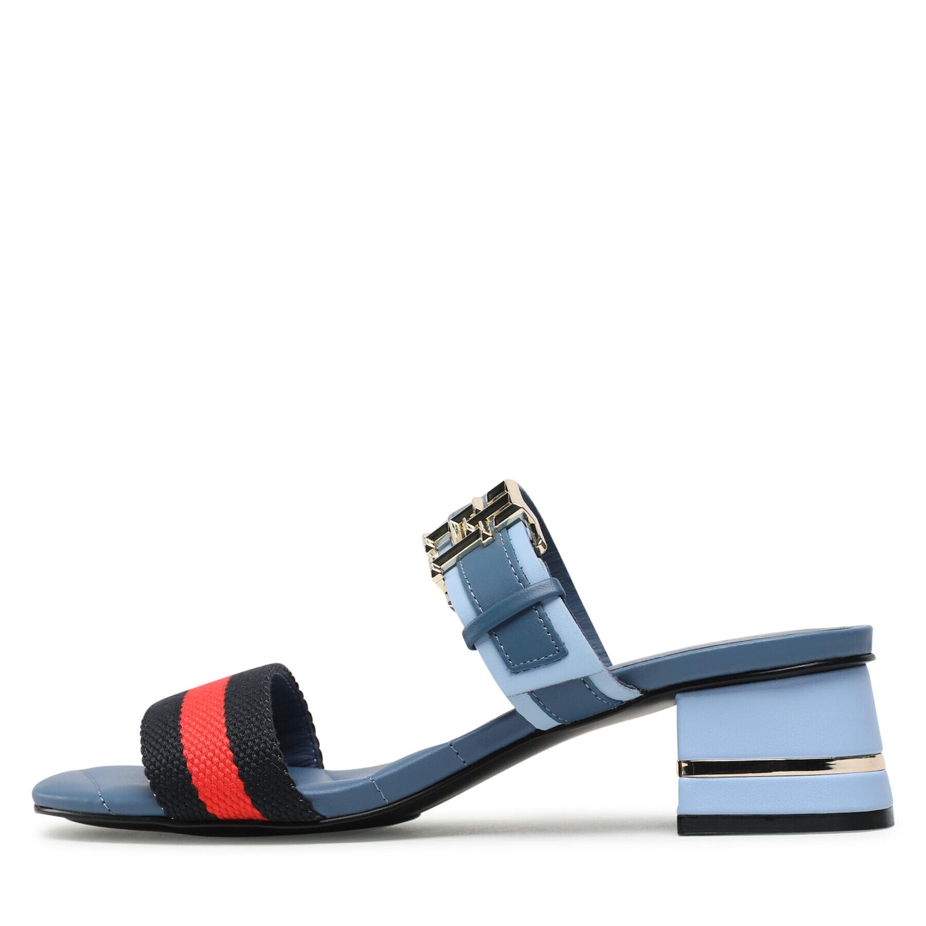 Tommy Hilfiger Șlapi Hardware Block Mid Heel Combo FW0FW07018 Bleumarin - Pled.ro