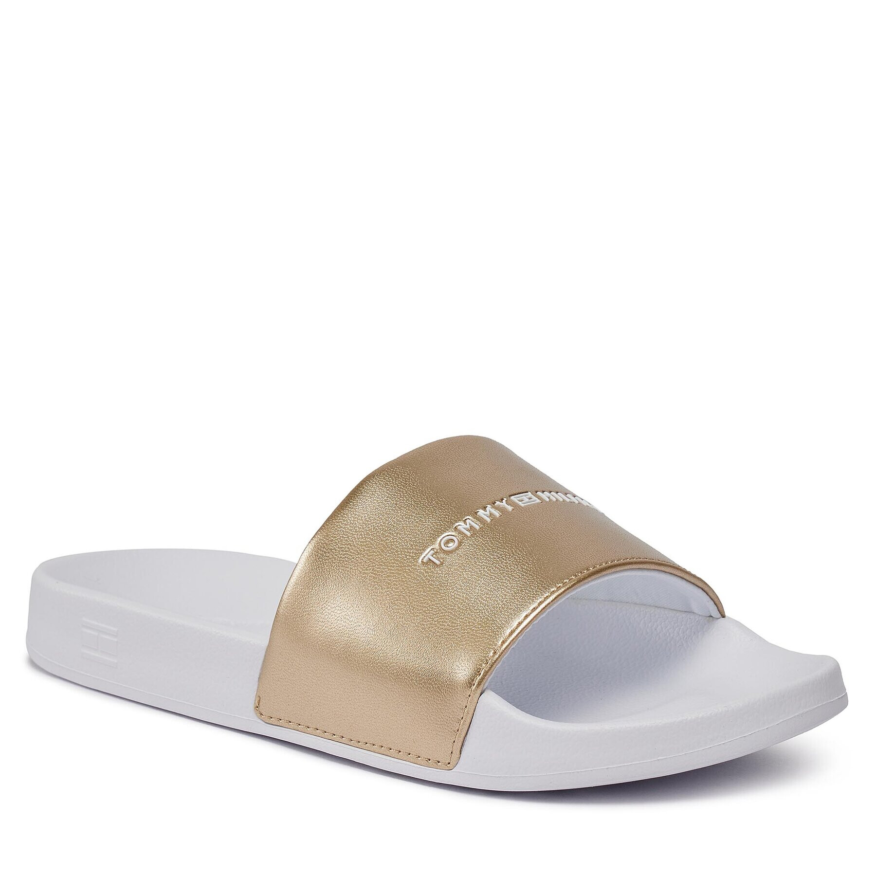 Tommy Hilfiger Şlapi Metallic Pool Slide FW0FW07829 Alb - Pled.ro