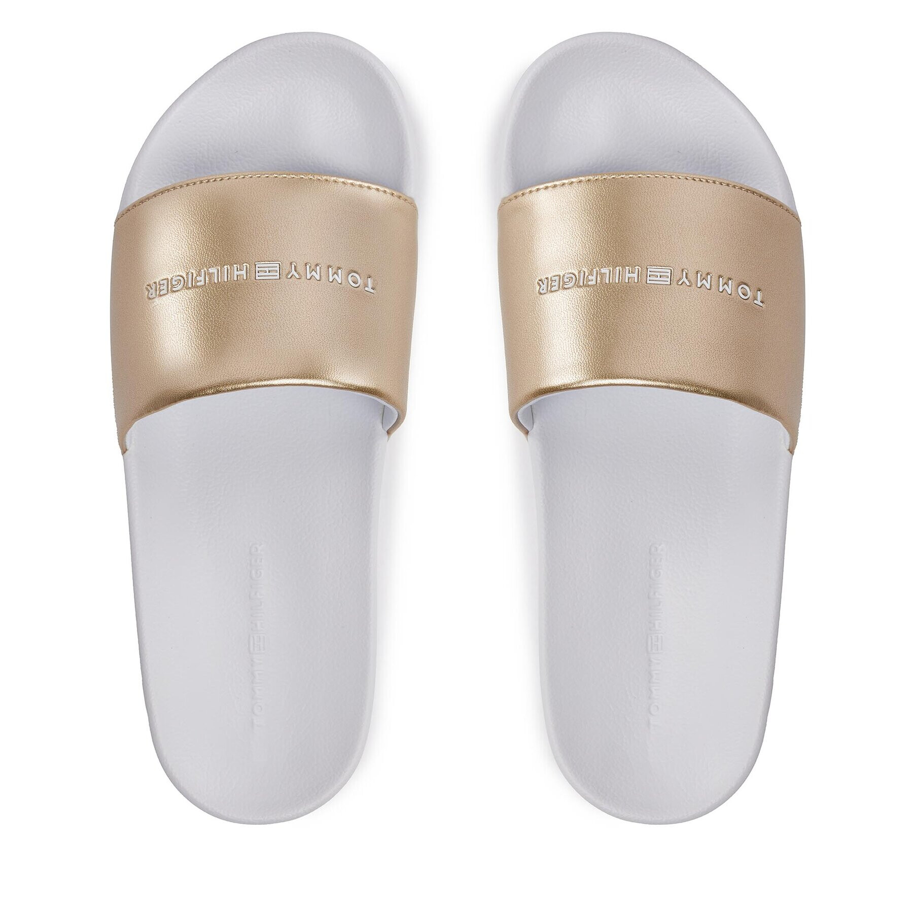 Tommy Hilfiger Şlapi Metallic Pool Slide FW0FW07829 Alb - Pled.ro