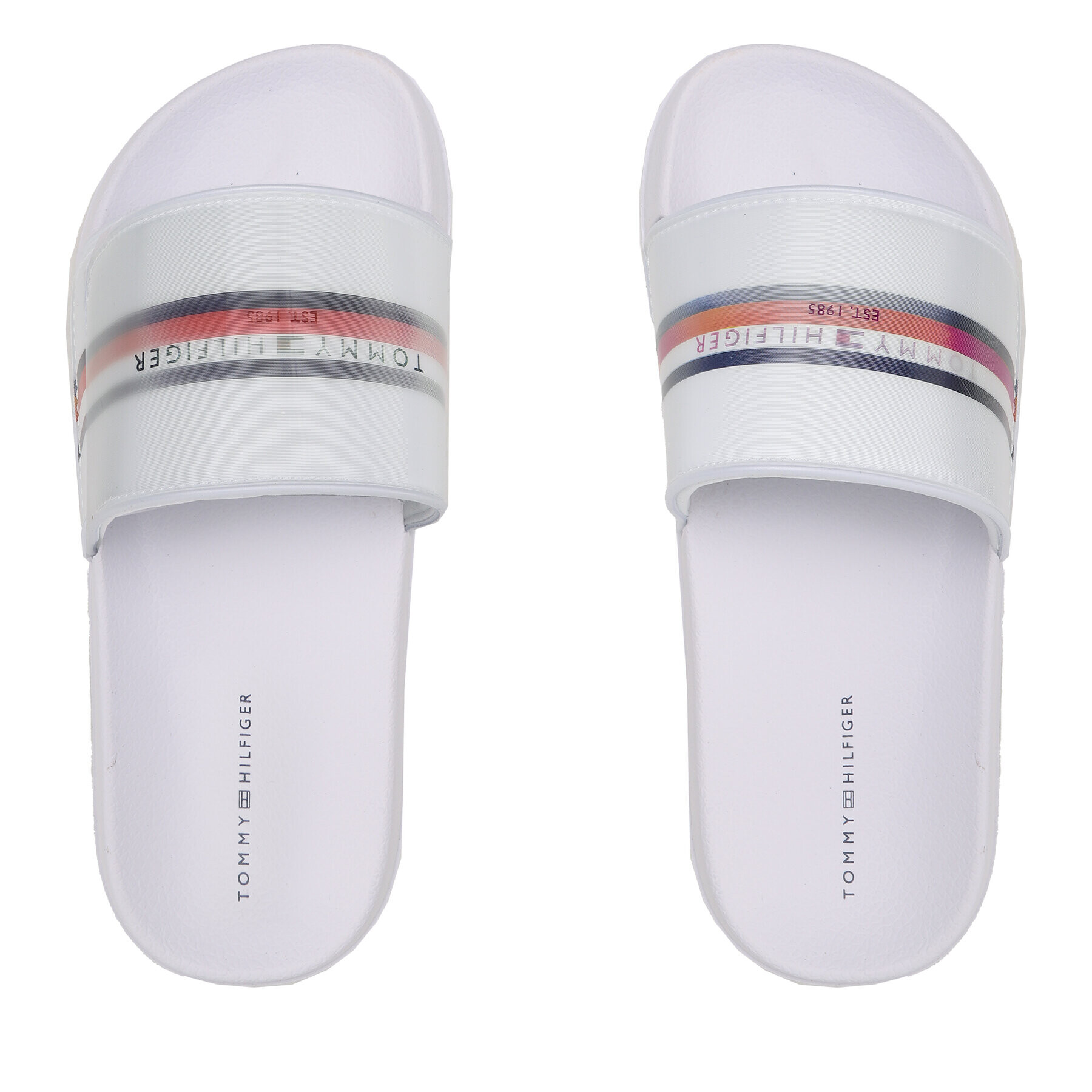 Tommy Hilfiger Șlapi Reflective Pool Slide T3B0-32931-1172 S Alb - Pled.ro