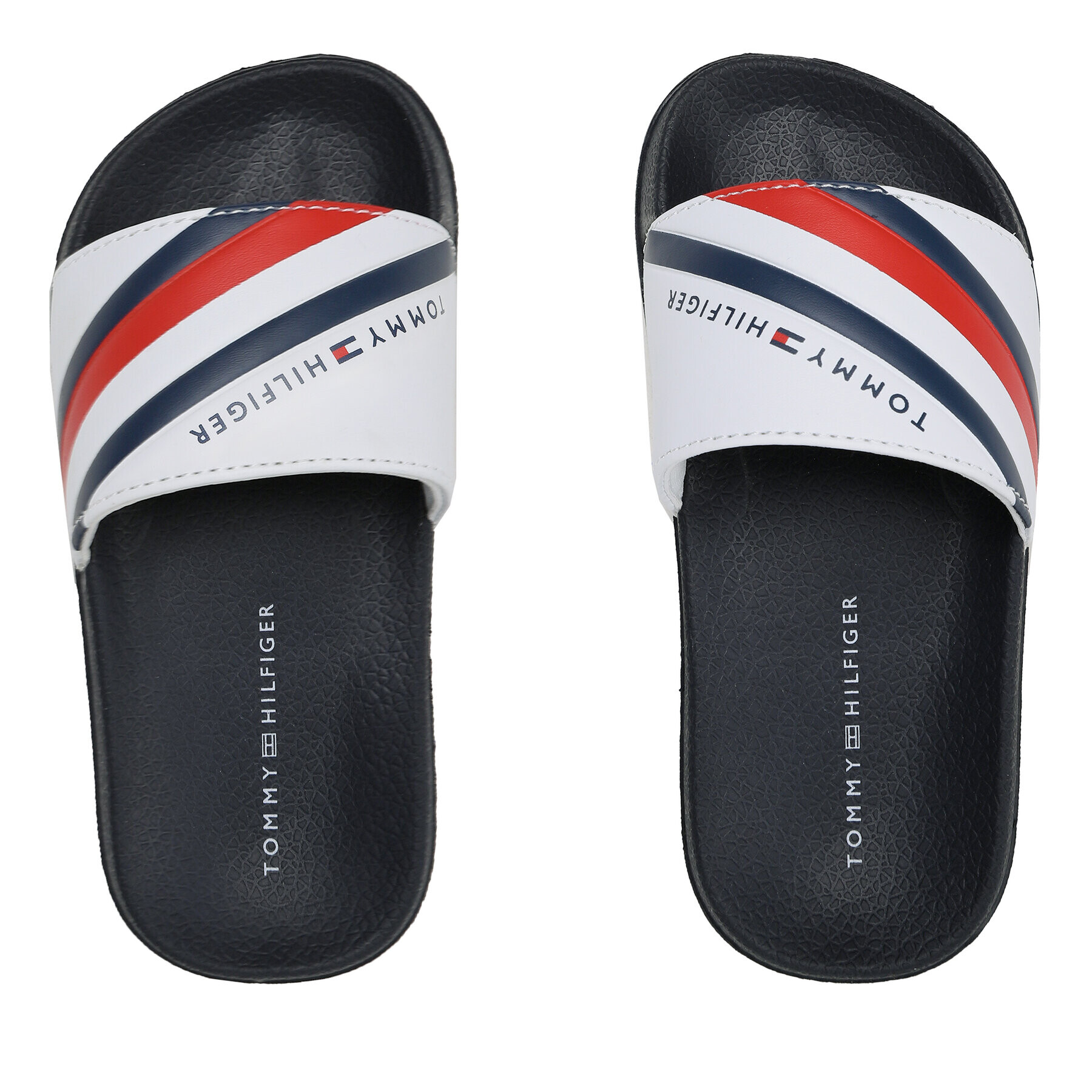 Tommy Hilfiger Șlapi Stripes Pool Slide T3B0-32932-1172 M Alb - Pled.ro