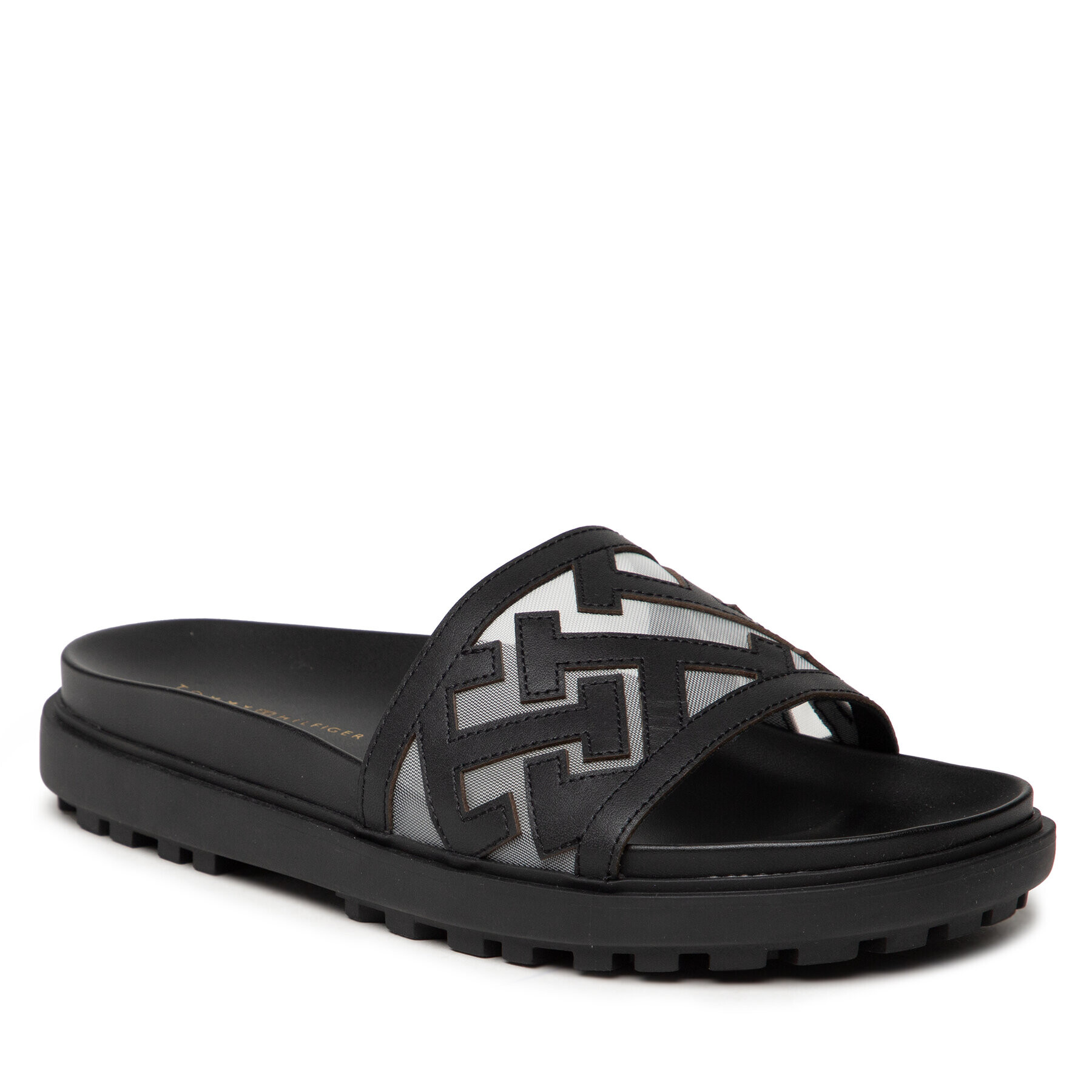 Tommy Hilfiger Șlapi Th Elevated Flat Sandal FW0FW07407 Negru - Pled.ro