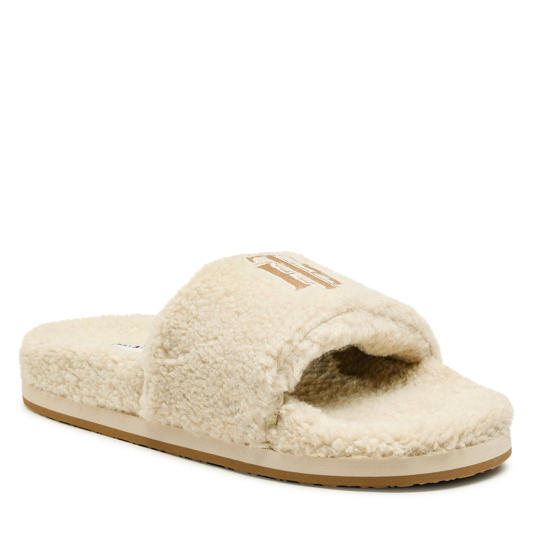 Tommy Hilfiger Șlapi Th Sherpa Fur Slide FW0FW06718 Bej - Pled.ro