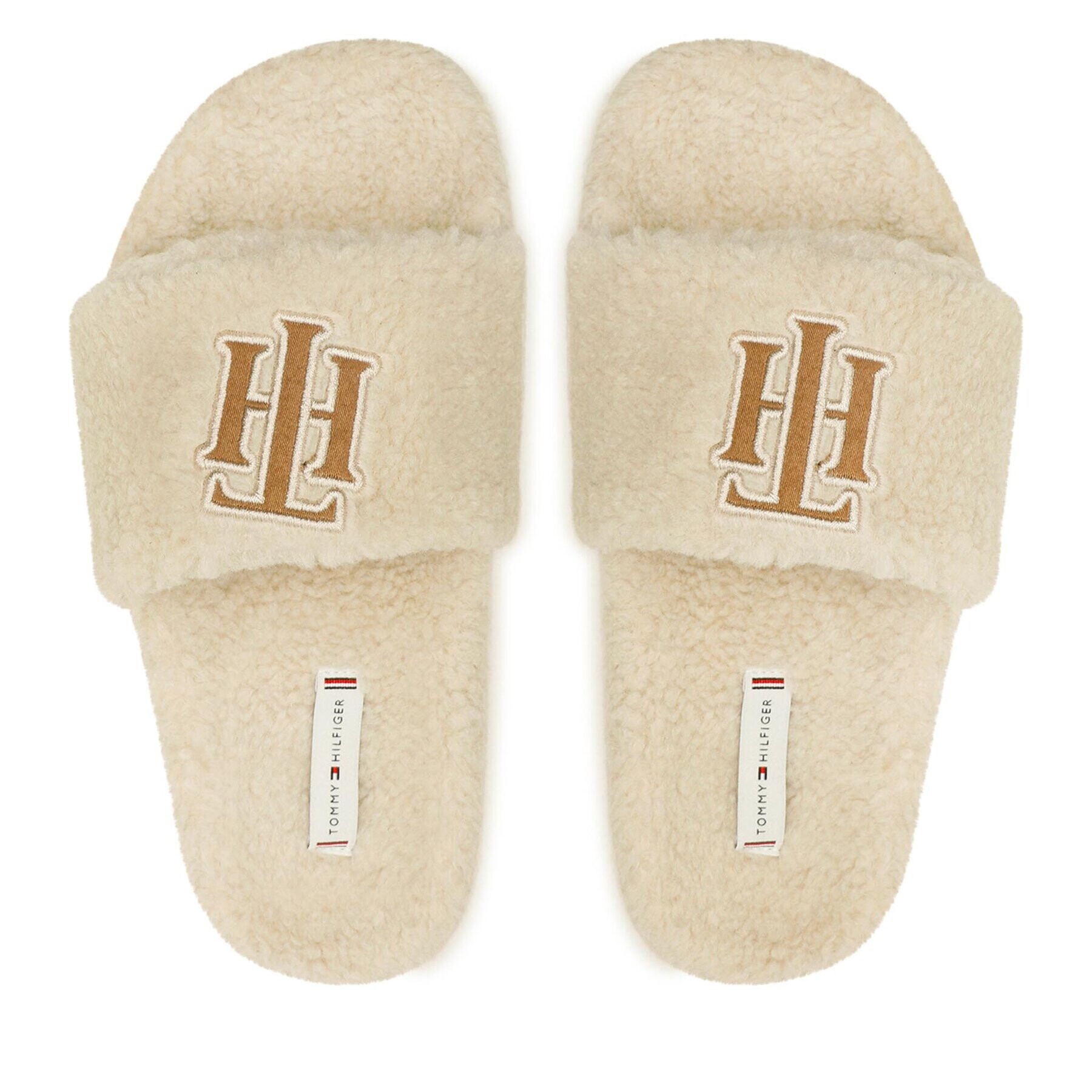 Tommy Hilfiger Șlapi Th Sherpa Fur Slide FW0FW06718 Bej - Pled.ro