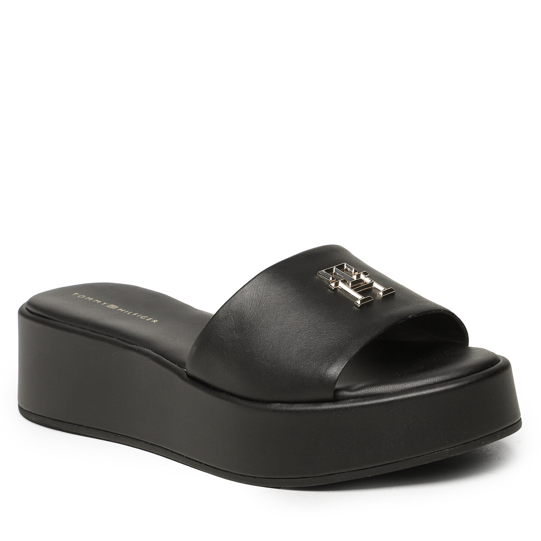 Tommy Hilfiger Șlapi Th Slip On Sandal Flatform FW0FW07243 Negru - Pled.ro