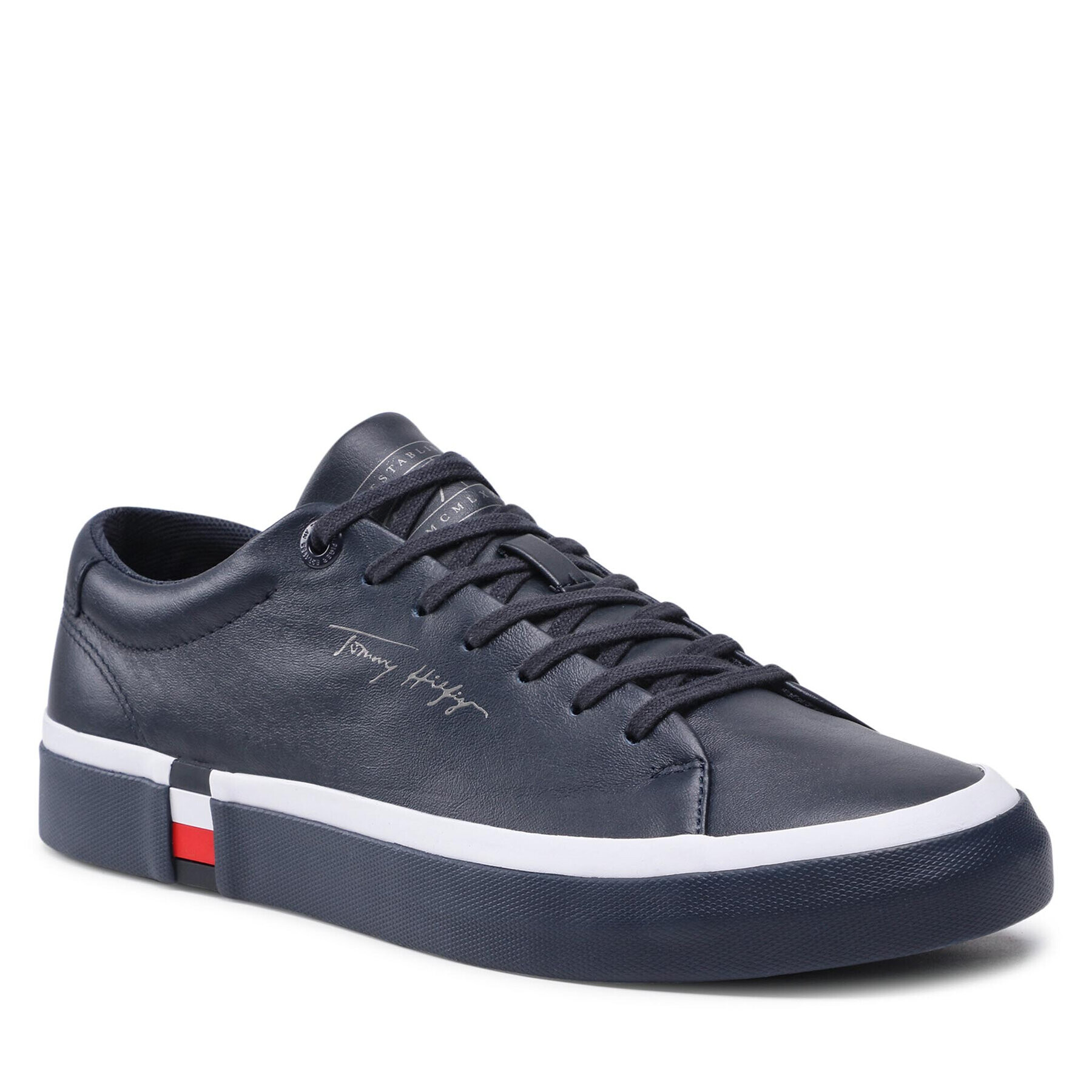 Tommy Hilfiger Sneakers Corporate Modern Vulc Leather FM0FM03727 Bleumarin - Pled.ro