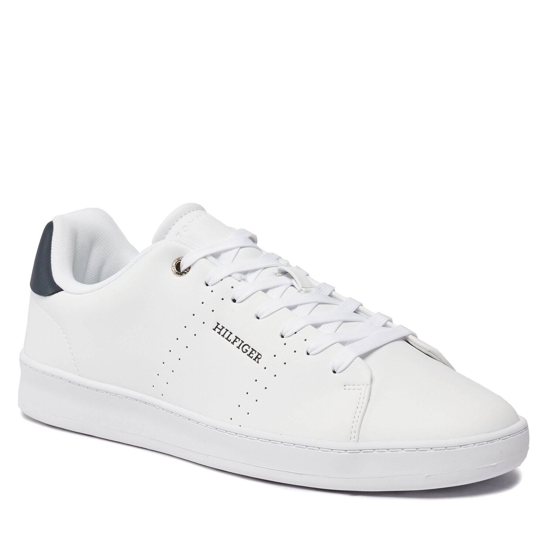 Tommy Hilfiger Sneakers Court Cup Lth Perf Detail FM0FM05038 Alb - Pled.ro