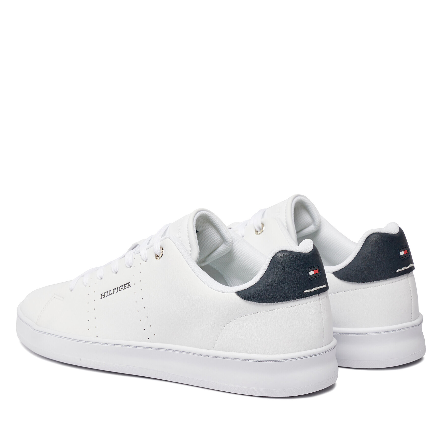 Tommy Hilfiger Sneakers Court Cup Lth Perf Detail FM0FM05038 Alb - Pled.ro