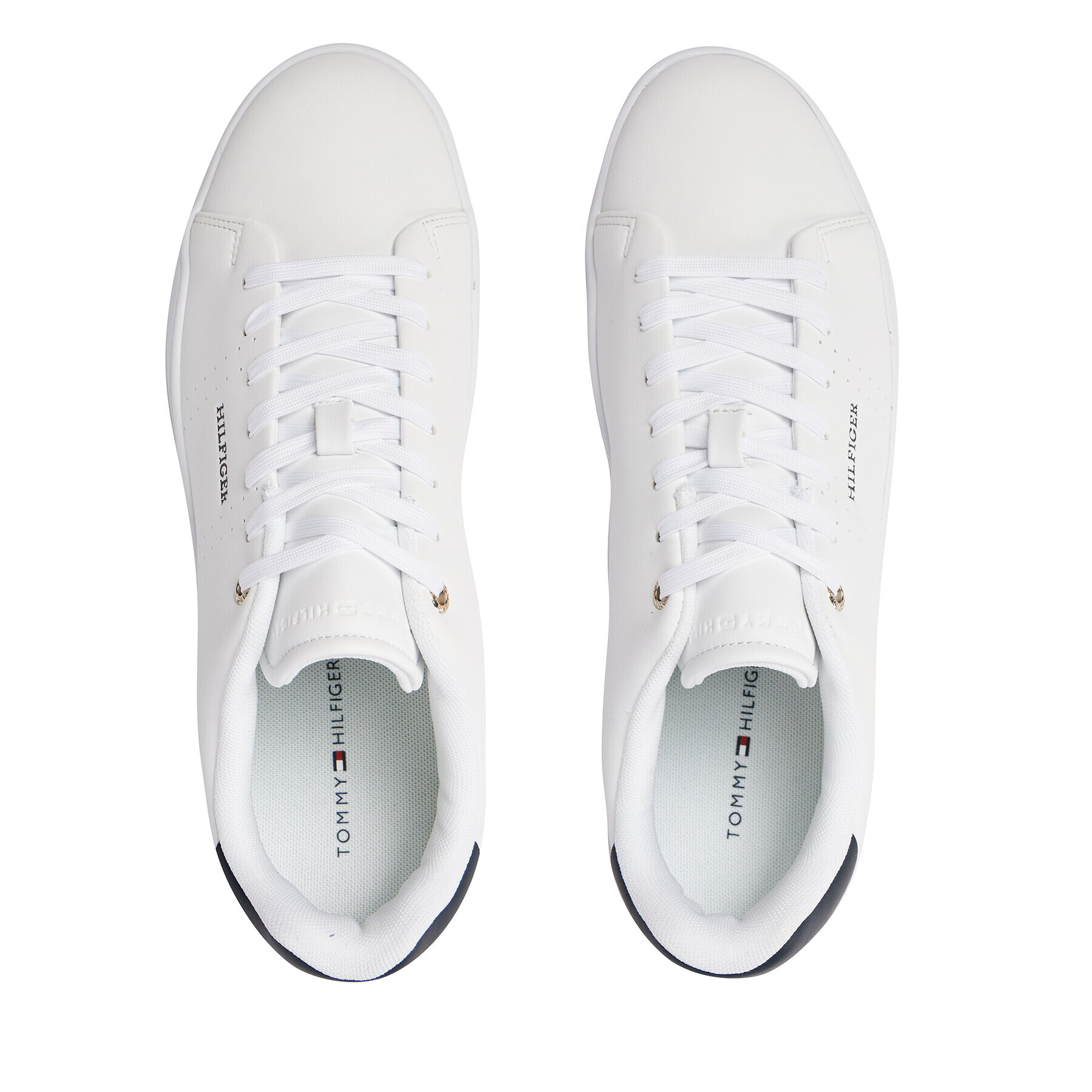 Tommy Hilfiger Sneakers Court Cup Lth Perf Detail FM0FM05038 Alb - Pled.ro