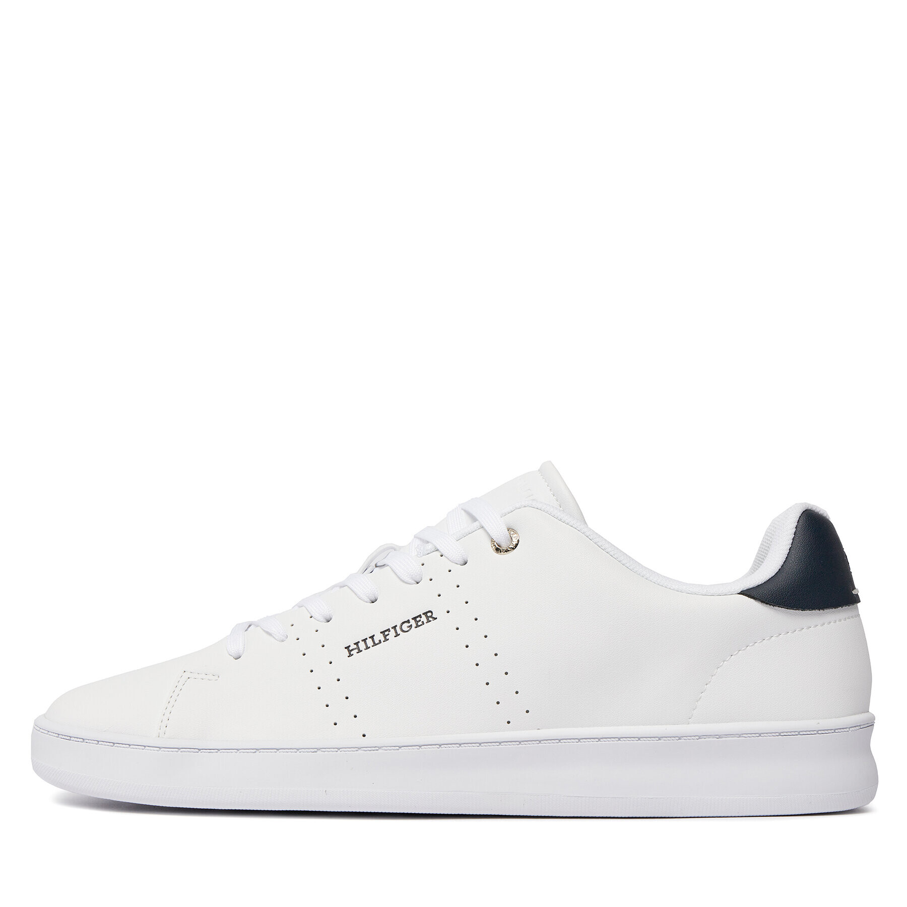 Tommy Hilfiger Sneakers Court Cup Lth Perf Detail FM0FM05038 Alb - Pled.ro