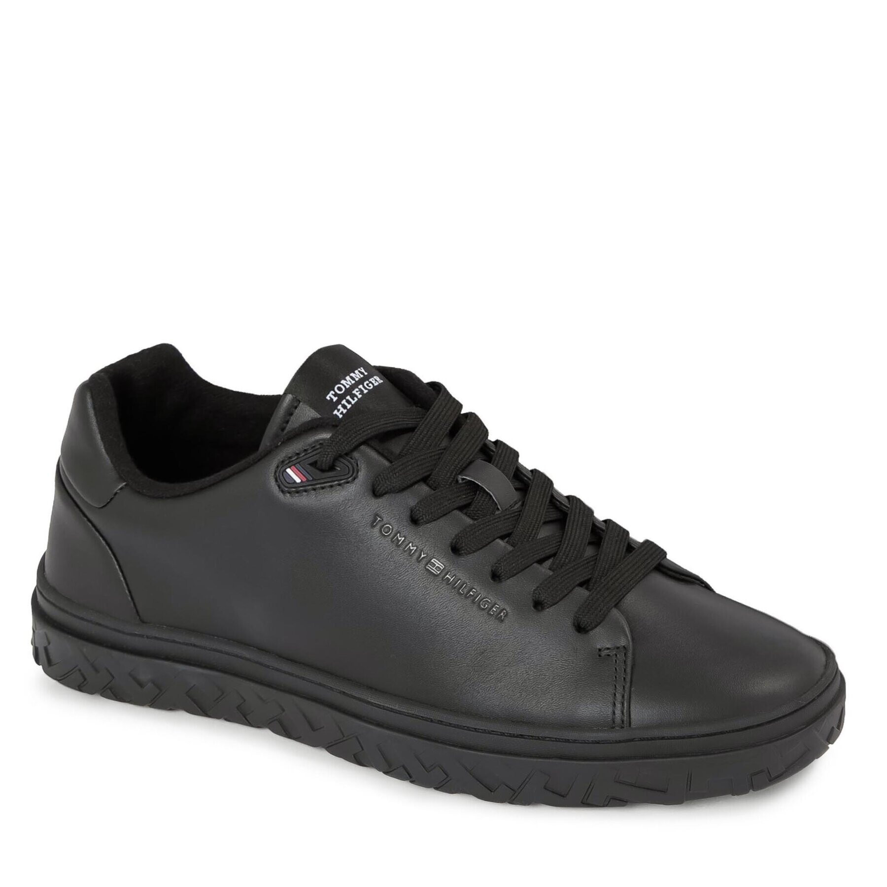 Tommy Hilfiger Sneakers Court Thick Cupsole Leather FM0FM04830 Negru - Pled.ro