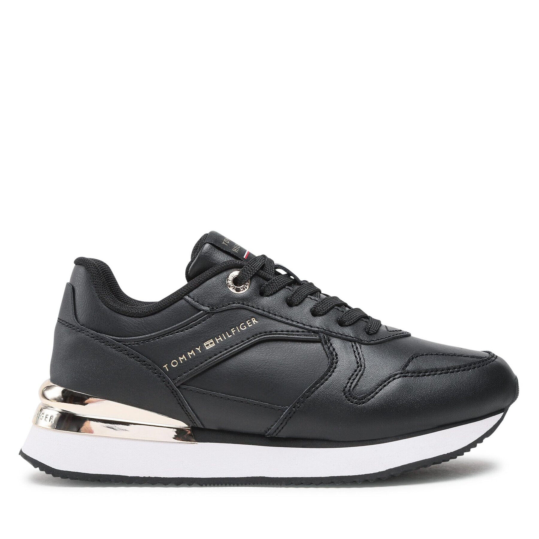 Tommy Hilfiger Sneakers Elevated Feminine Leather Runner FW0FW07108 Negru - Pled.ro