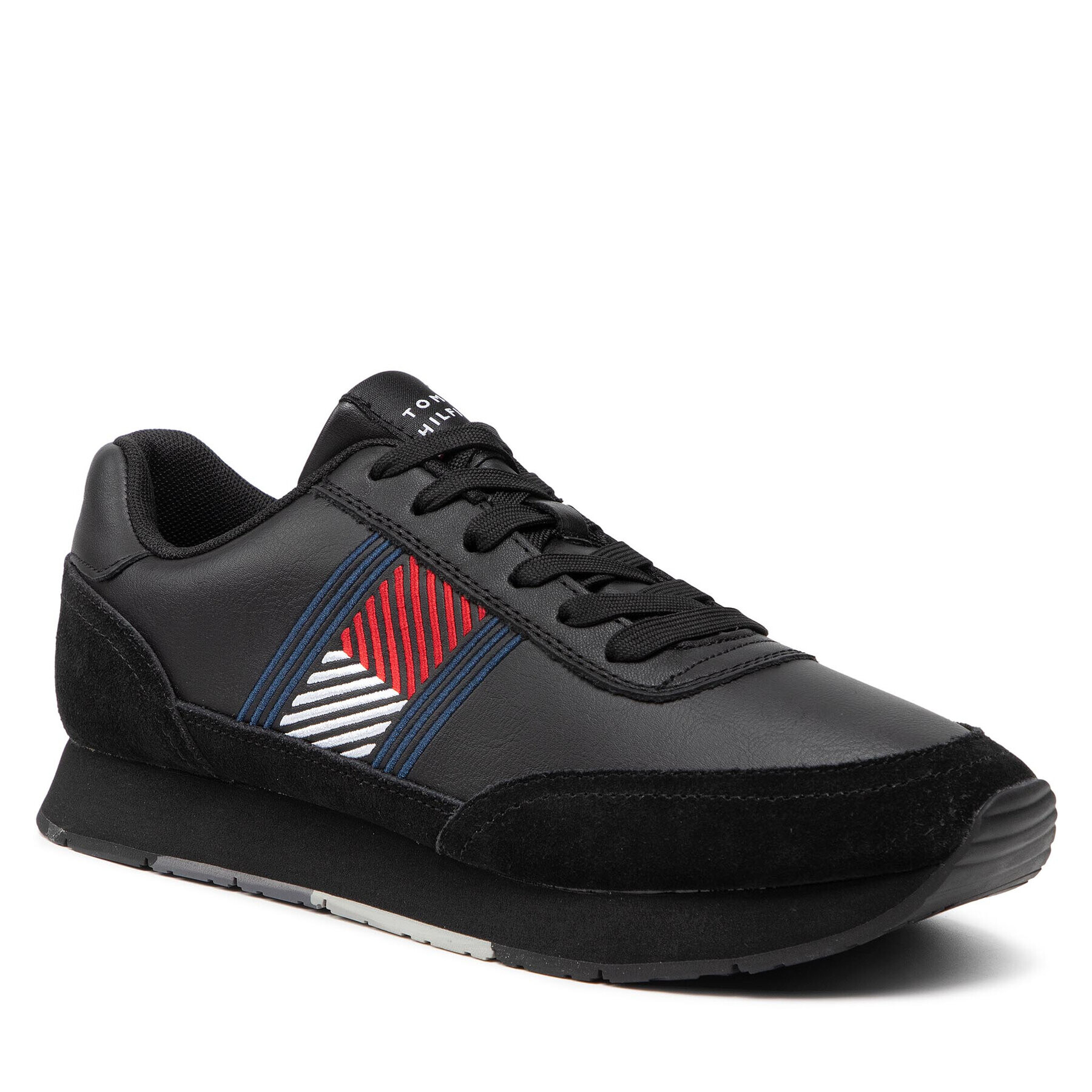 Tommy Hilfiger Sneakers Essential Runner Flag Leather FM0FM03928 Negru - Pled.ro