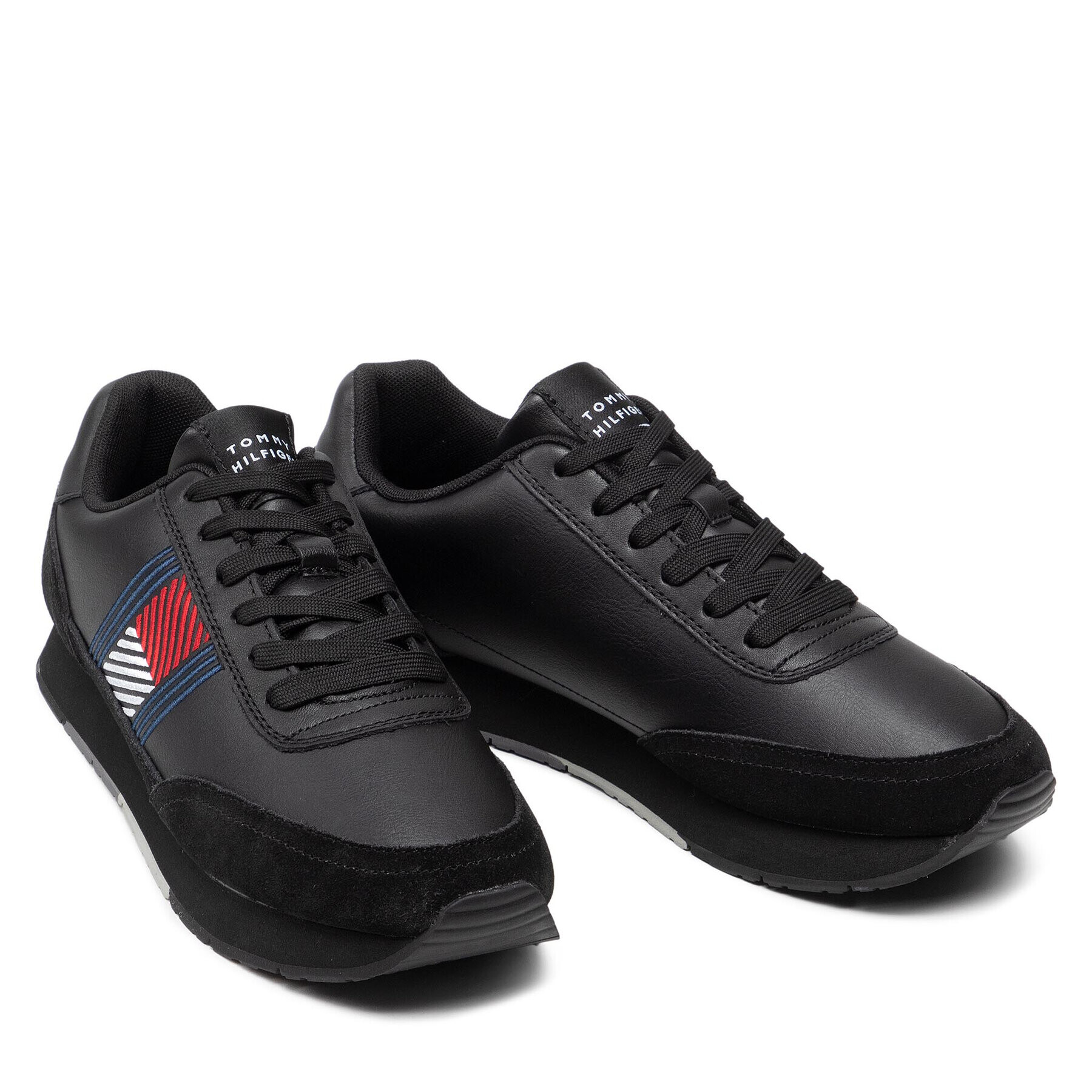 Tommy Hilfiger Sneakers Essential Runner Flag Leather FM0FM03928 Negru - Pled.ro