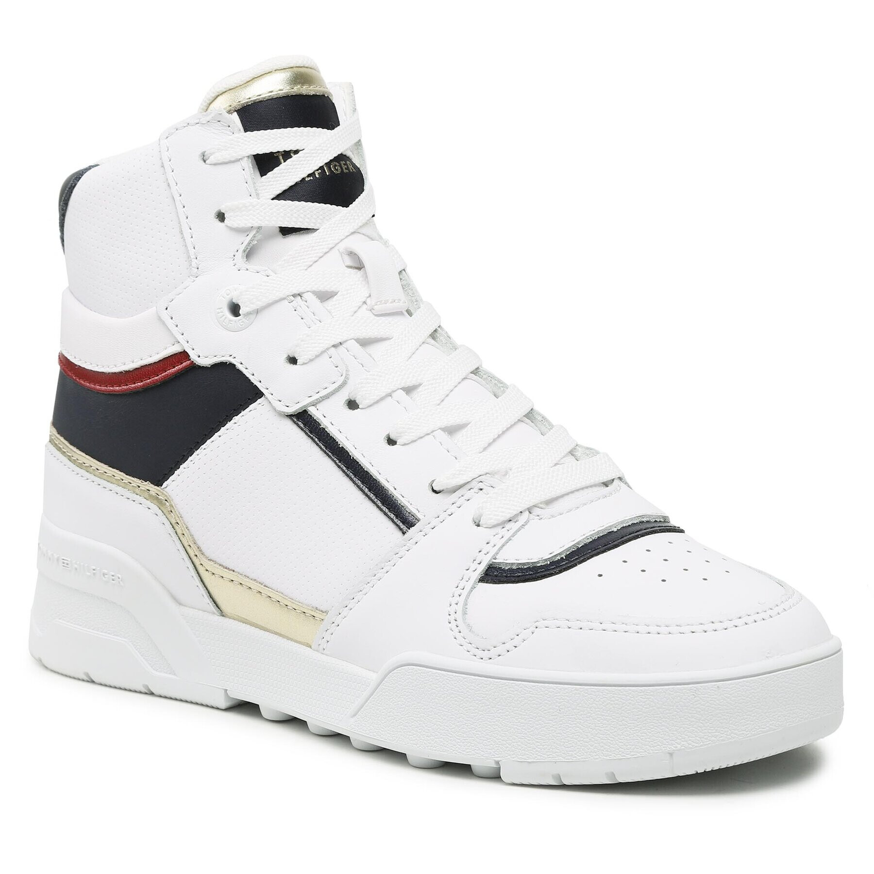 Tommy Hilfiger Sneakers High Th Basket Sneaker FW0FW07023 Alb - Pled.ro