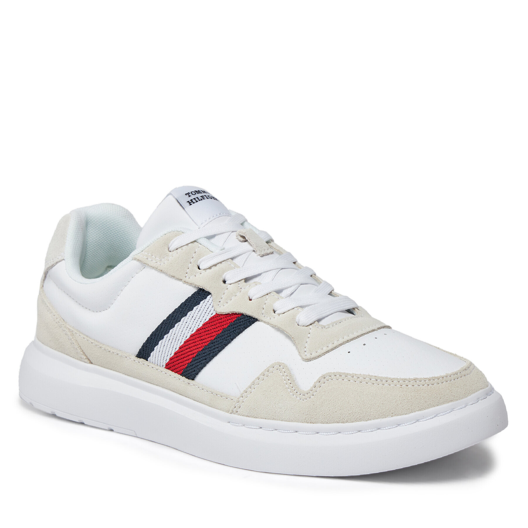 Tommy Hilfiger Sneakers Light Cupsole Lth Mix Stripes FM0FM04889 Alb - Pled.ro