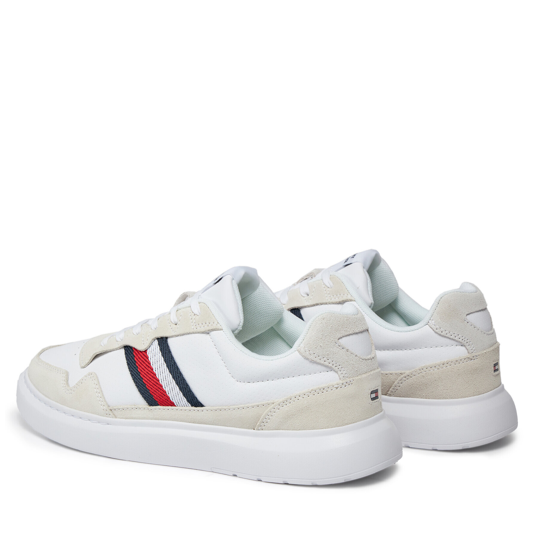 Tommy Hilfiger Sneakers Light Cupsole Lth Mix Stripes FM0FM04889 Alb - Pled.ro