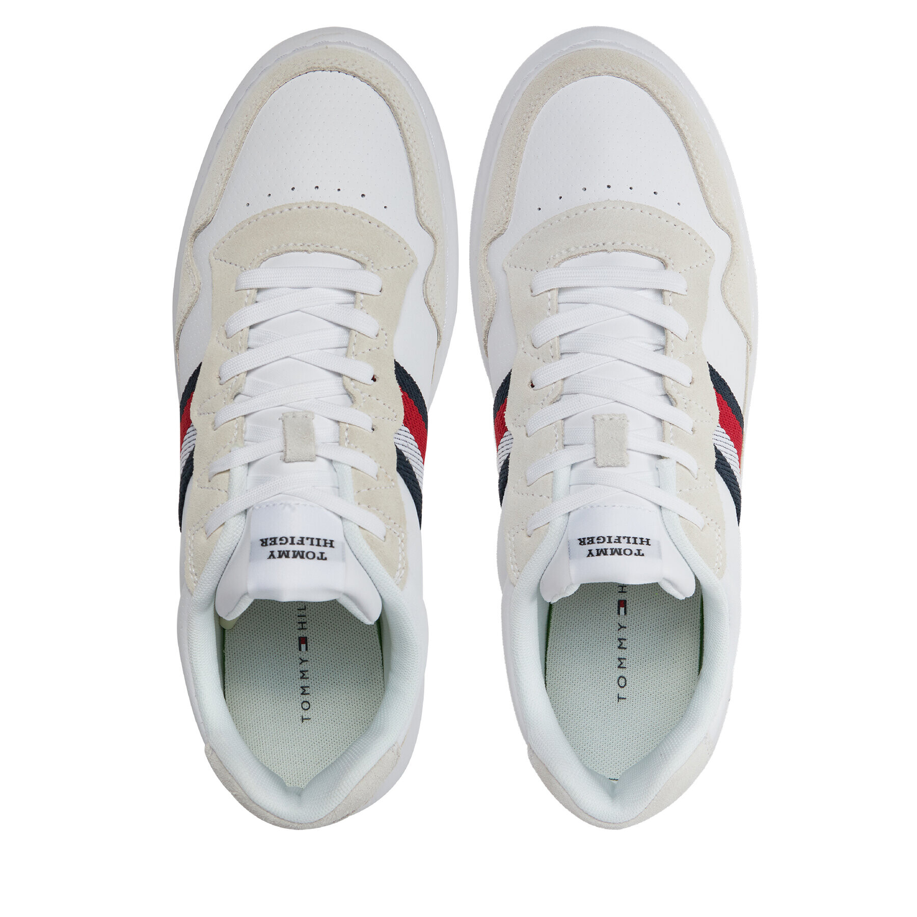 Tommy Hilfiger Sneakers Light Cupsole Lth Mix Stripes FM0FM04889 Alb - Pled.ro