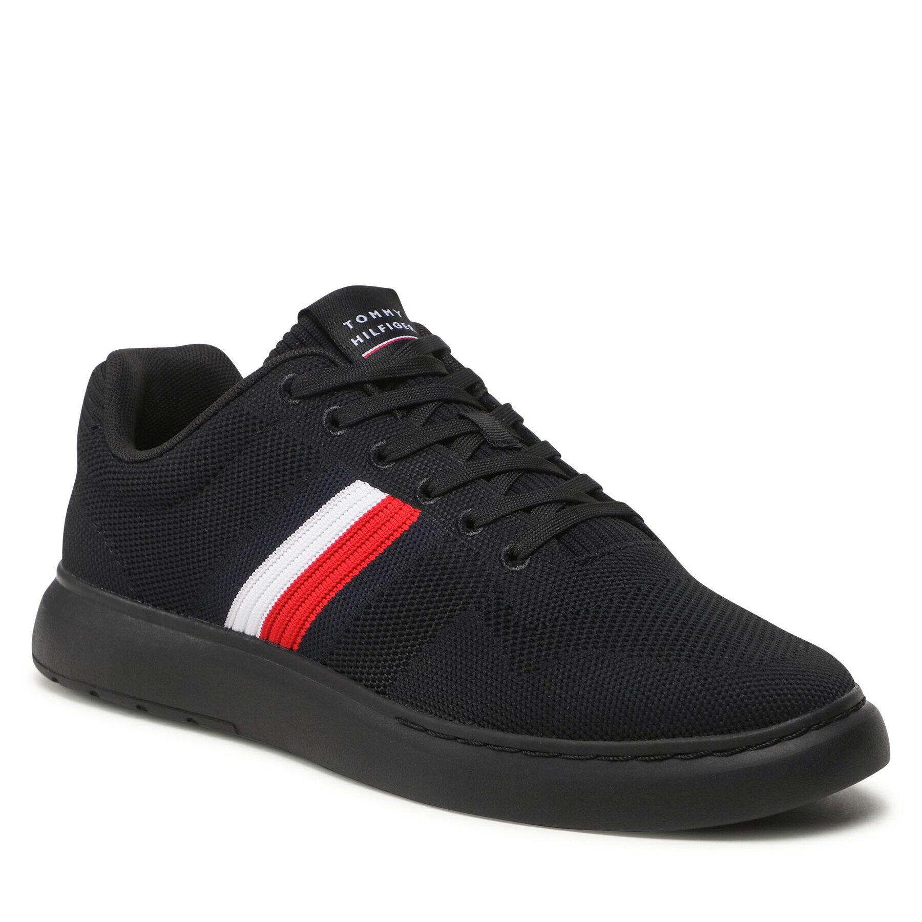 Tommy Hilfiger Sneakers Lightweight Cupsole Knit Stripes FM0FM04587 Negru - Pled.ro