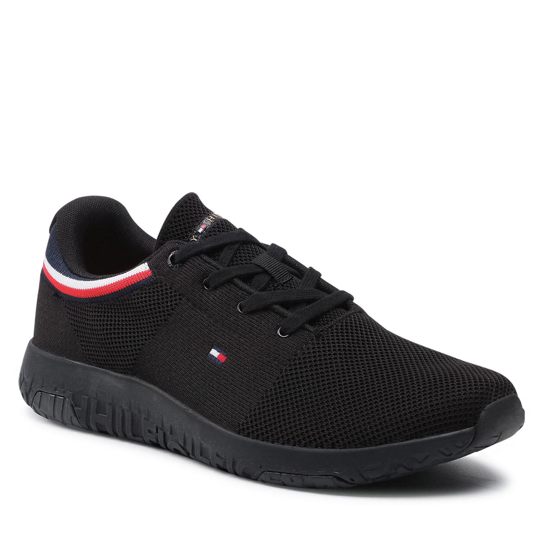 Tommy Hilfiger Sneakers Lightweight Knit Runner Collar FM0FM03614 Negru - Pled.ro