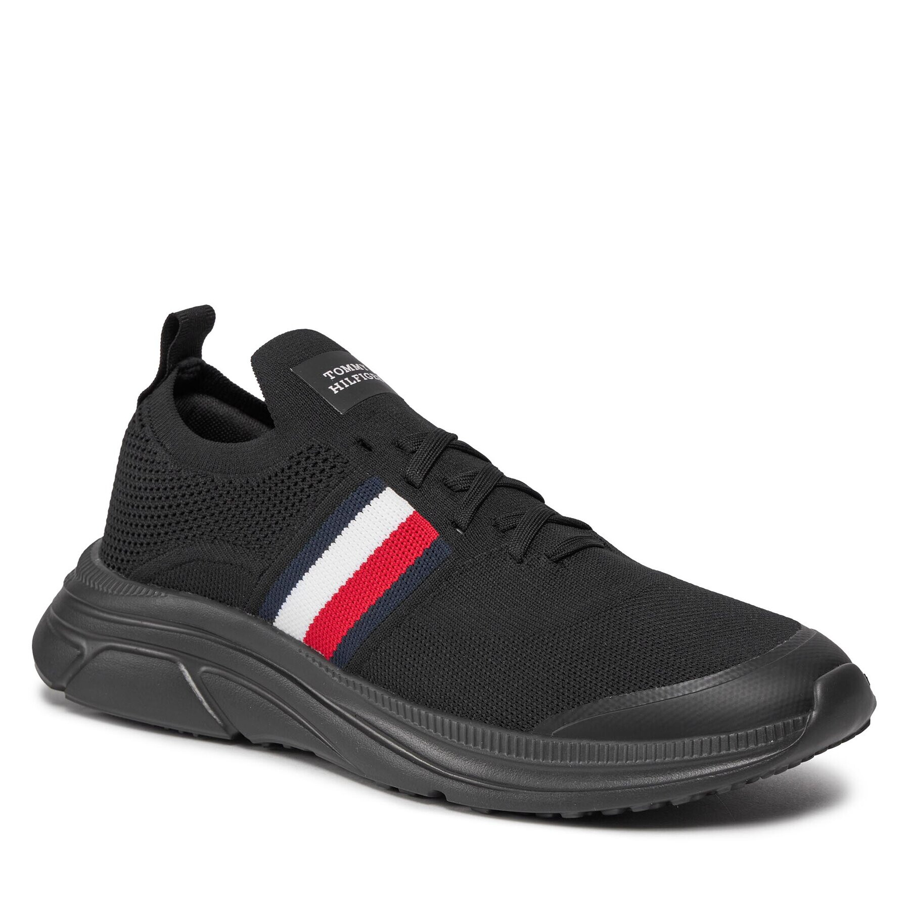 Tommy Hilfiger Sneakers Modern Runner Knit Stripes Ess FM0FM04798 Negru - Pled.ro