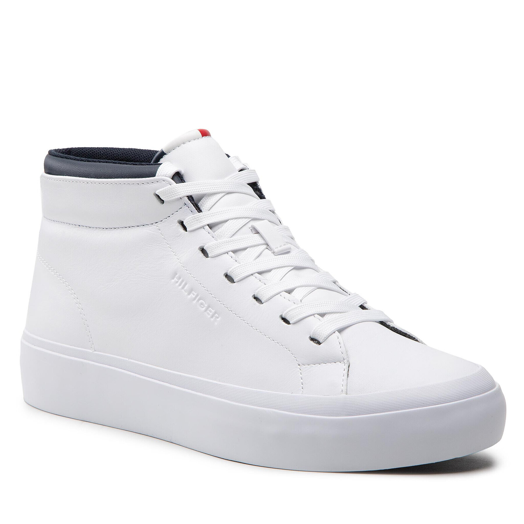 Tommy Hilfiger Sneakers Prep Vulc High Leather FM0FM04172 Alb - Pled.ro