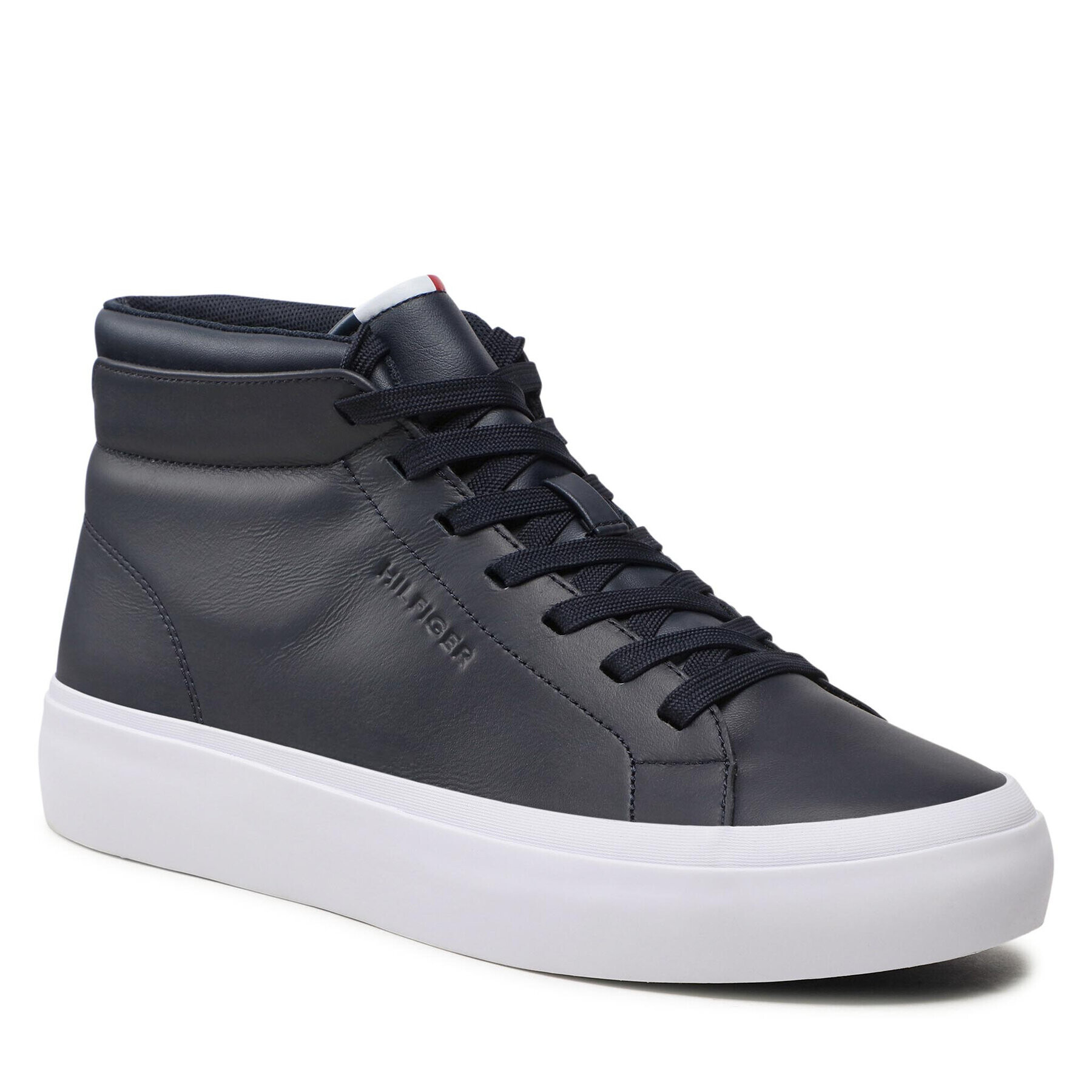 Tommy Hilfiger Sneakers Prep Vulc High Leather FM0FM04172 Bleumarin - Pled.ro