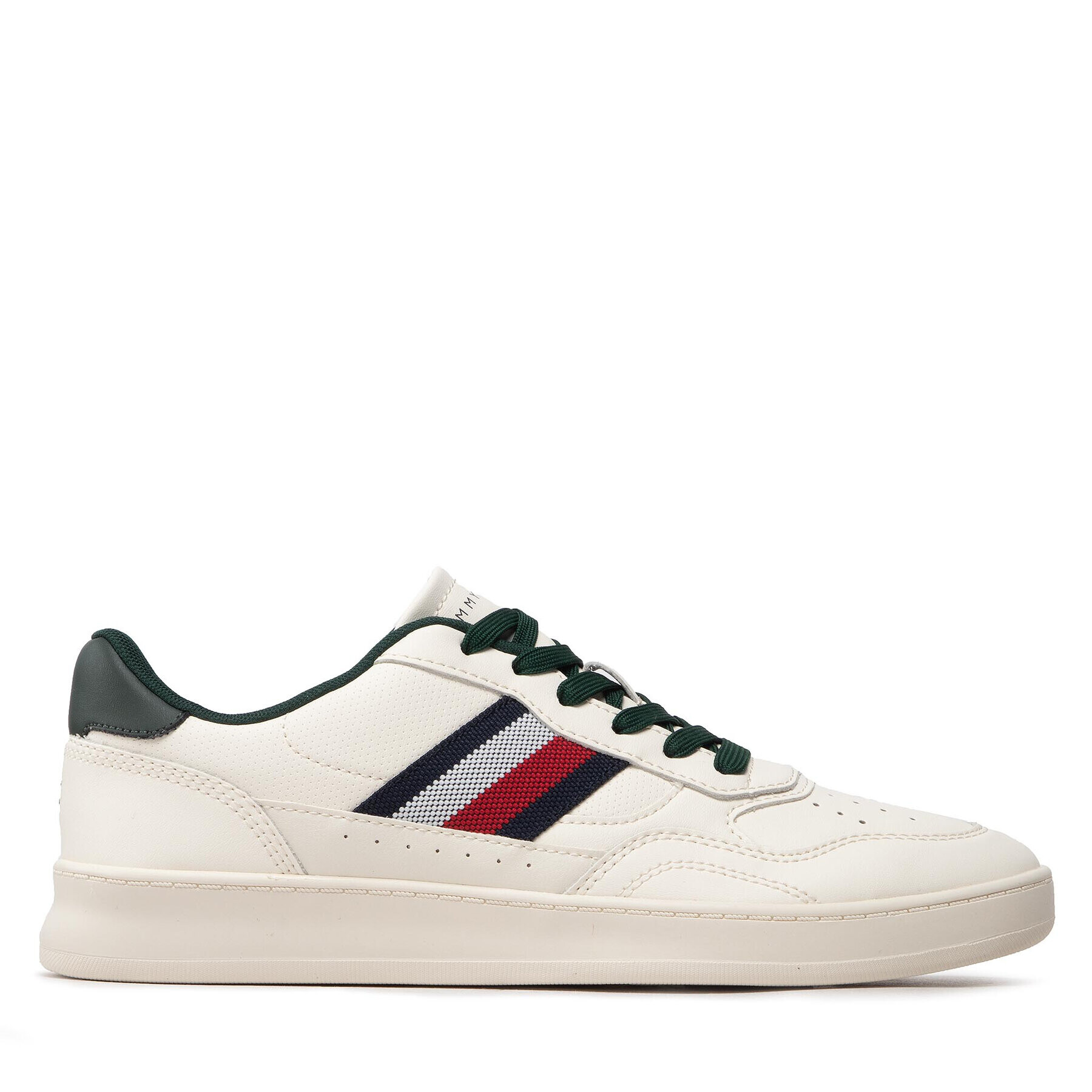 Tommy Hilfiger Sneakers Retro Court Cupsole Stripes Lea FM0FM04316 Alb - Pled.ro