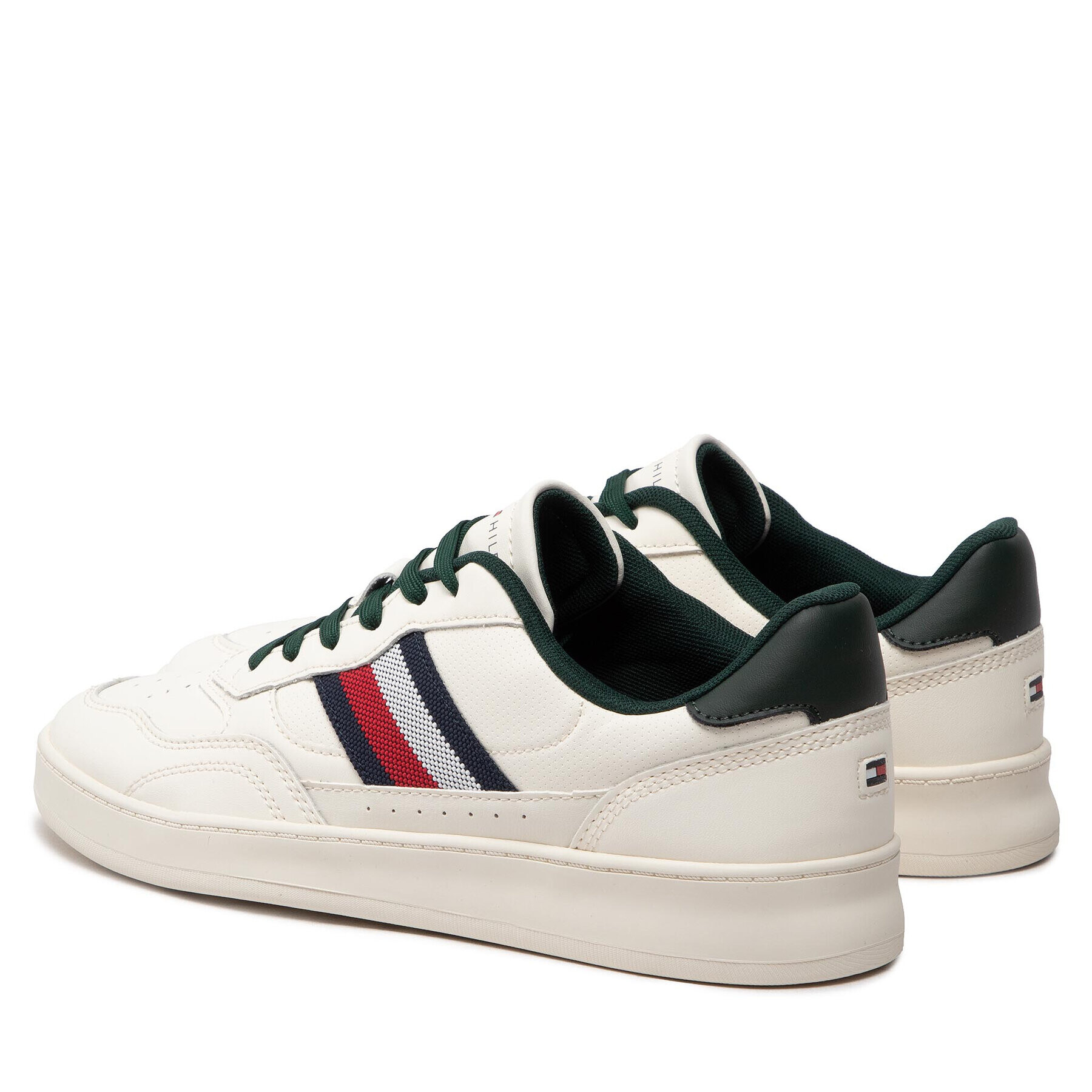 Tommy Hilfiger Sneakers Retro Court Cupsole Stripes Lea FM0FM04316 Alb - Pled.ro