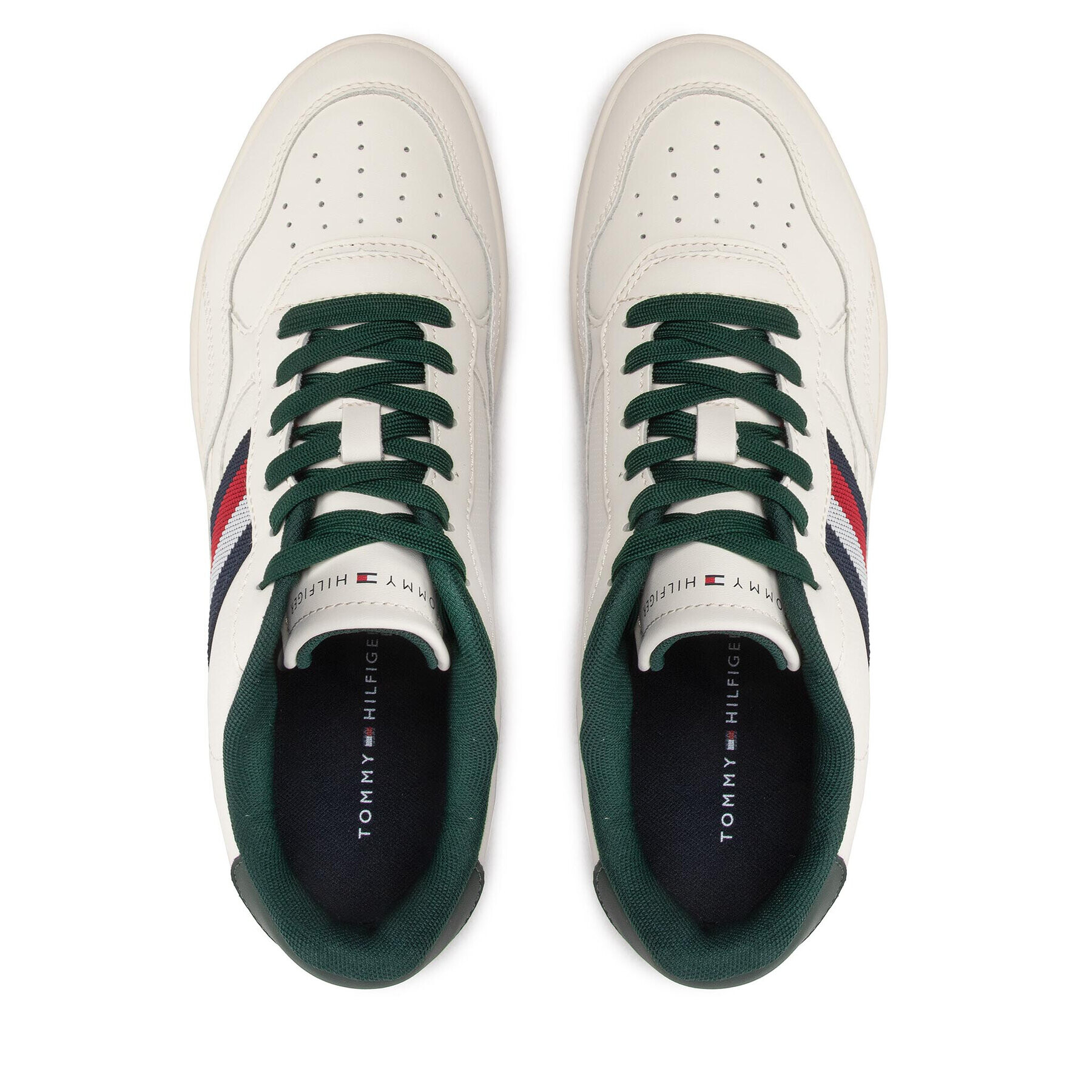 Tommy Hilfiger Sneakers Retro Court Cupsole Stripes Lea FM0FM04316 Alb - Pled.ro