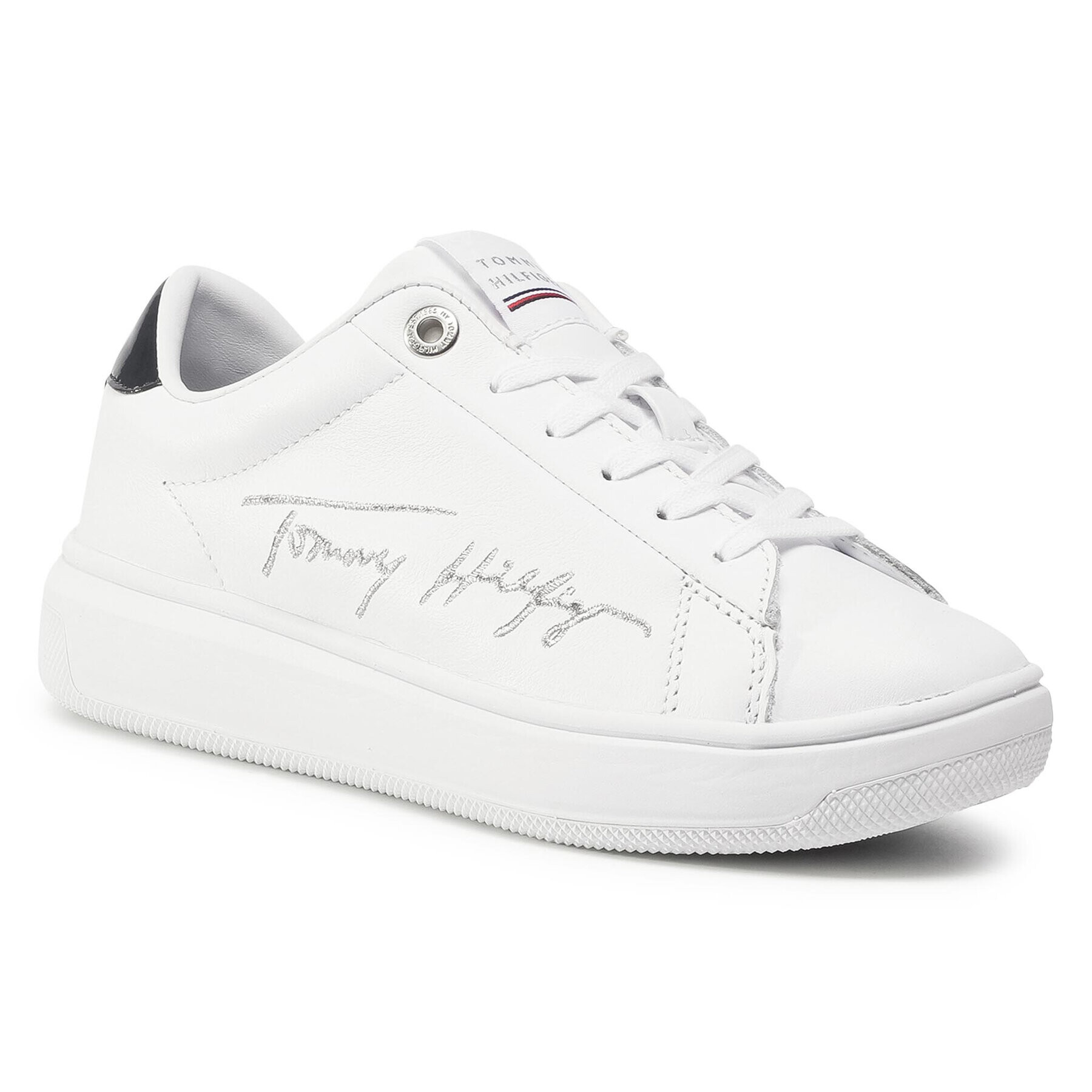 Tommy Hilfiger Sneakers Signature Tommy Leather Cupsole FW0FW05219 Alb - Pled.ro