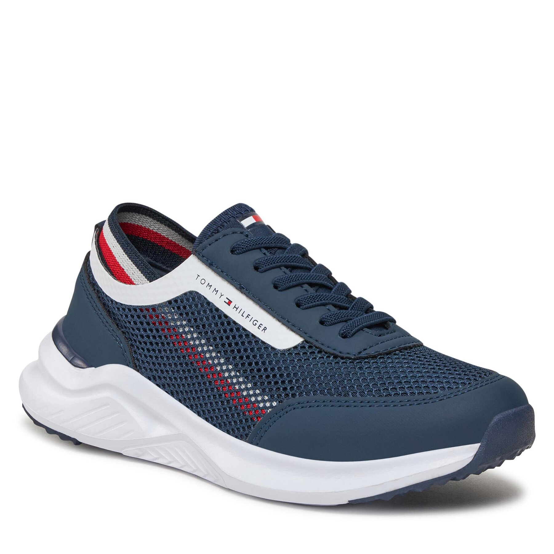 Tommy Hilfiger Sneakers Stripes Low Cut Lace Up Sneaker T3B9-33395-1697 S Bleumarin - Pled.ro