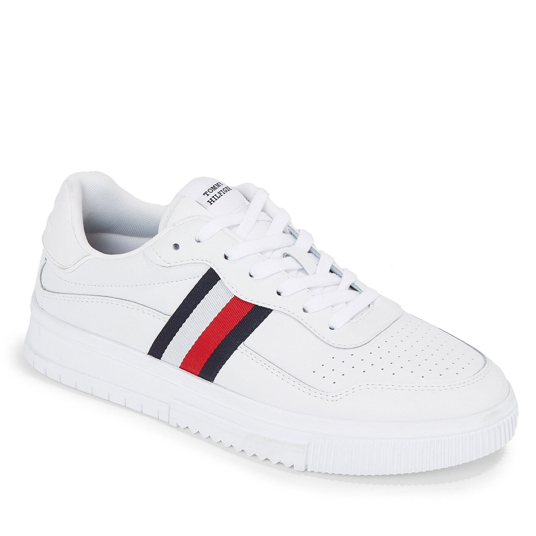 Tommy Hilfiger Sneakers Supercup Leather Stripes FM0FM04824 Alb - Pled.ro