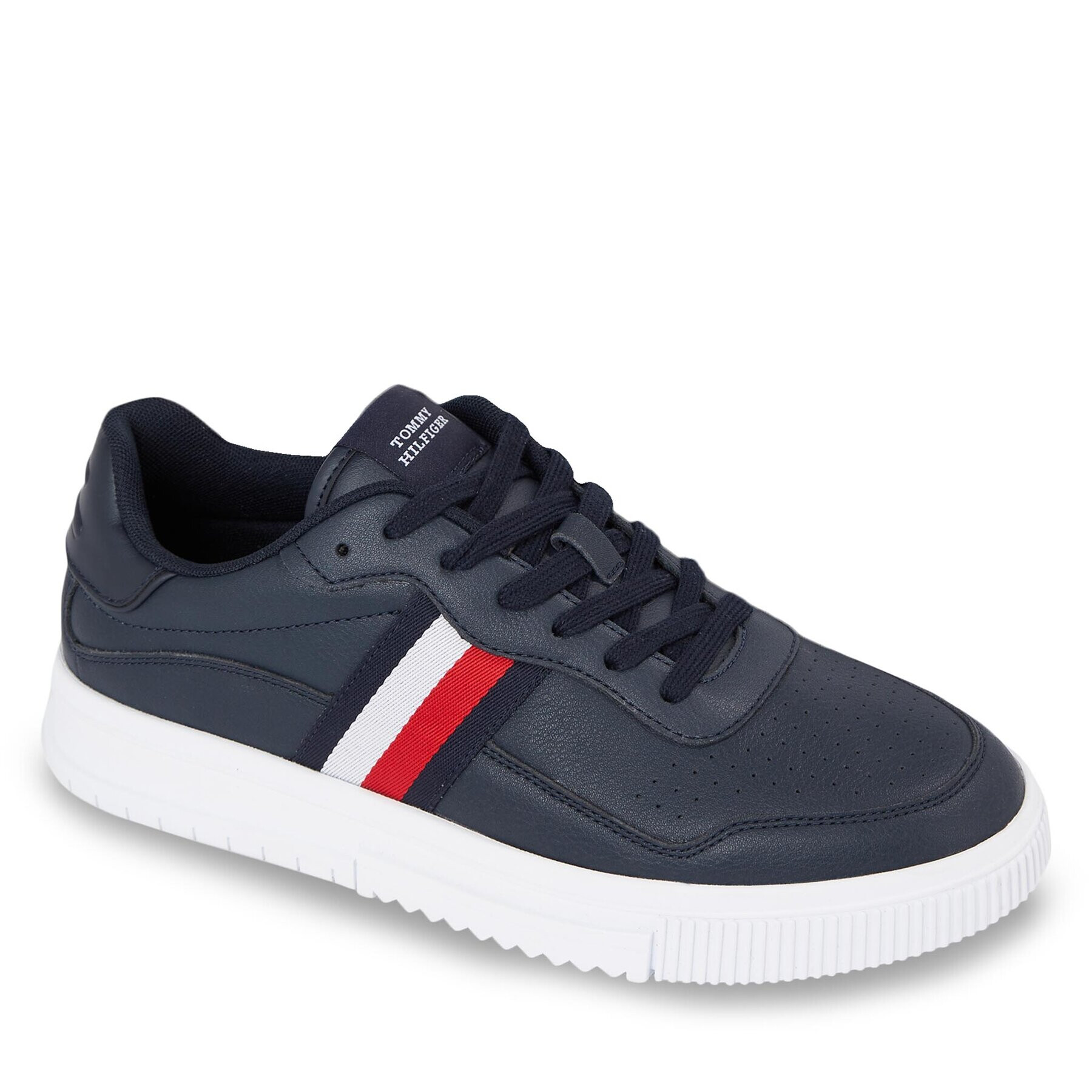 Tommy Hilfiger Sneakers Supercup Leather Stripes FM0FM04824 Bleumarin - Pled.ro