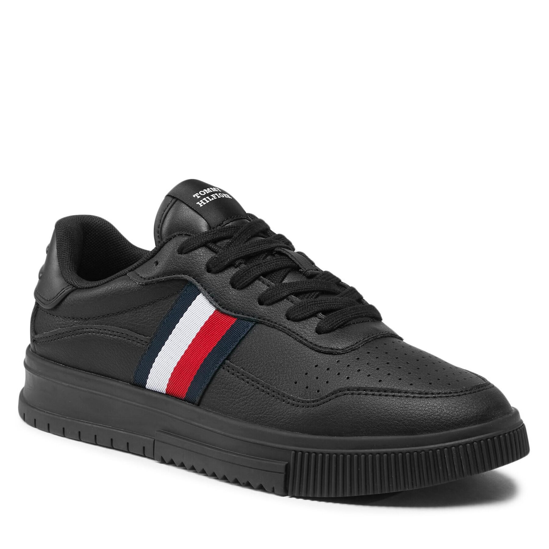 Tommy Hilfiger Sneakers Supercup Leather Stripes FM0FM04824 Negru - Pled.ro