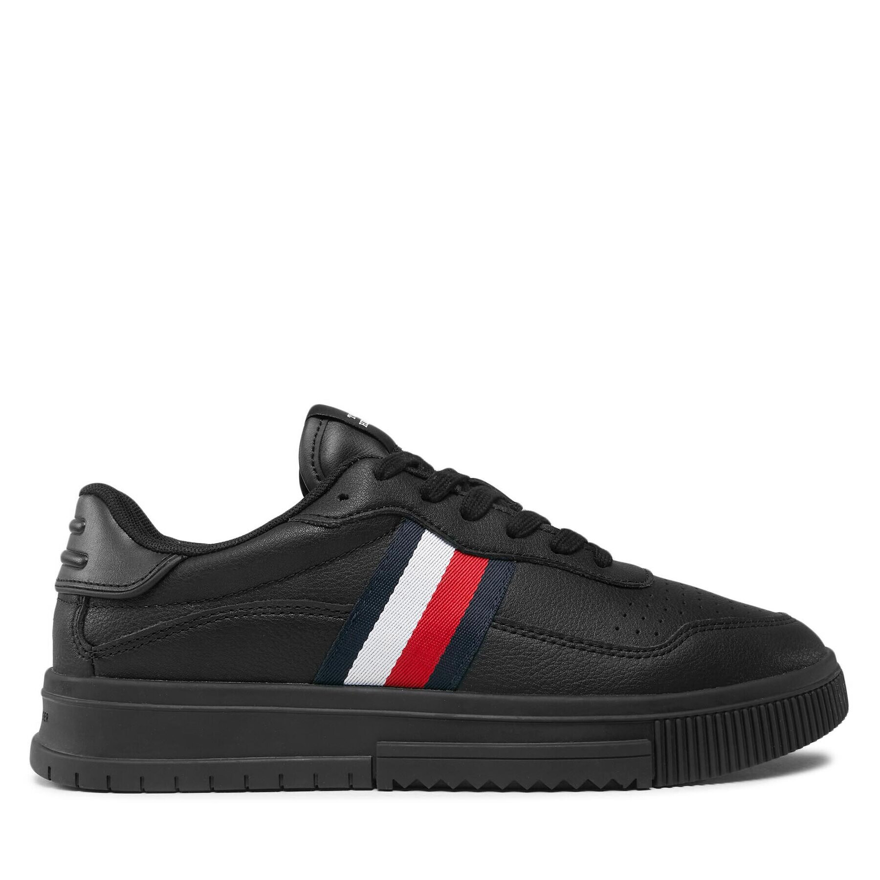 Tommy Hilfiger Sneakers Supercup Leather Stripes FM0FM04824 Negru - Pled.ro