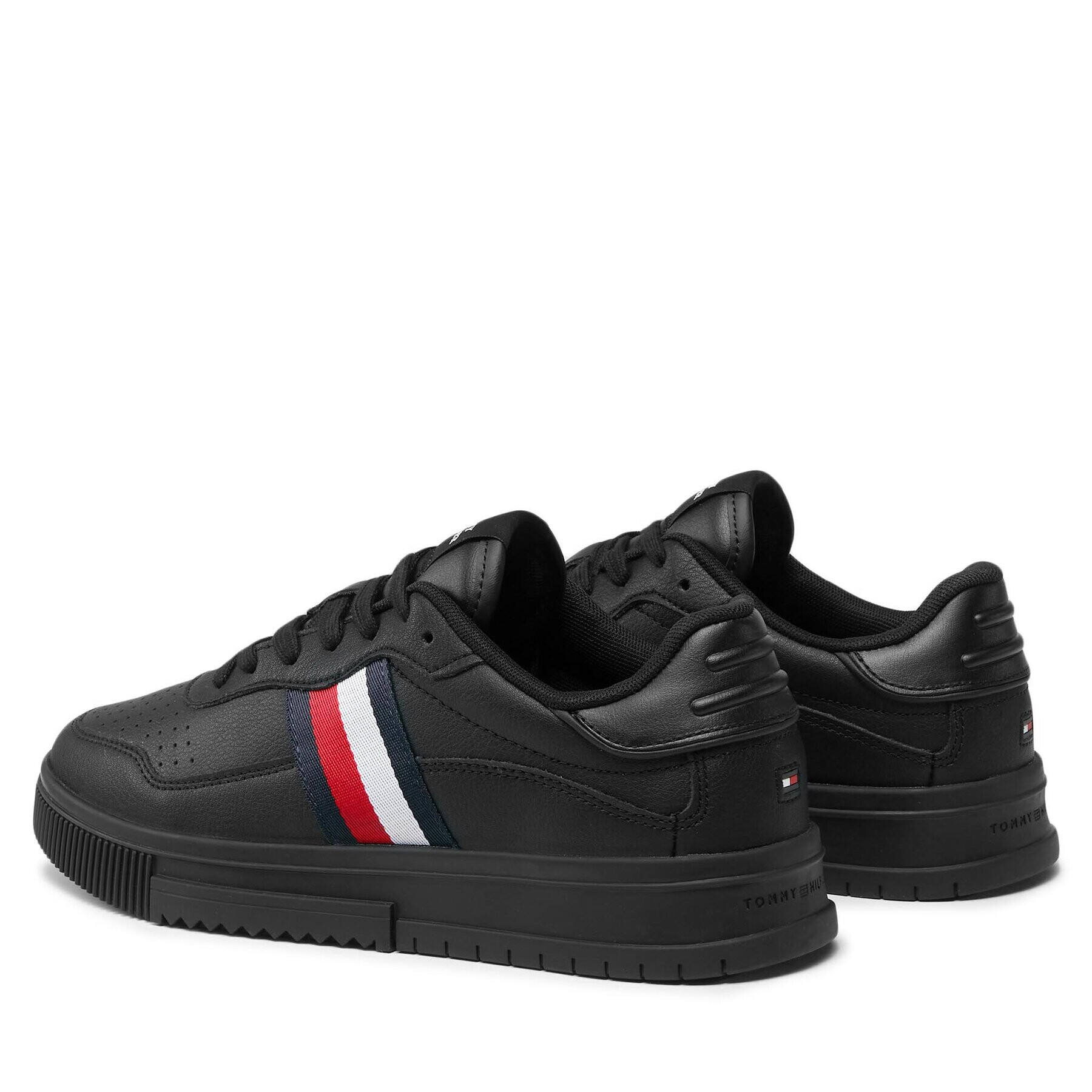 Tommy Hilfiger Sneakers Supercup Leather Stripes FM0FM04824 Negru - Pled.ro