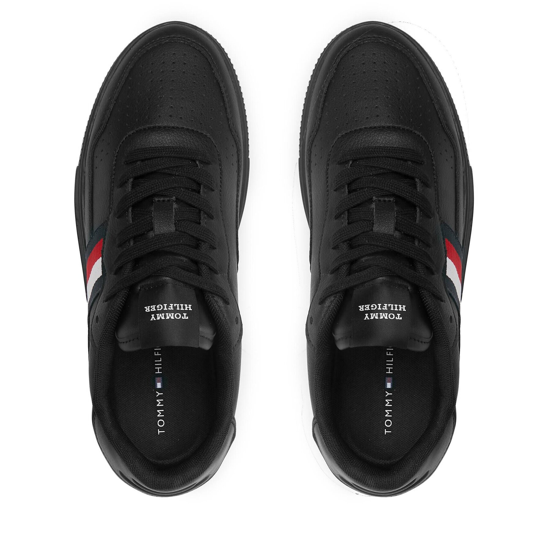 Tommy Hilfiger Sneakers Supercup Leather Stripes FM0FM04824 Negru - Pled.ro