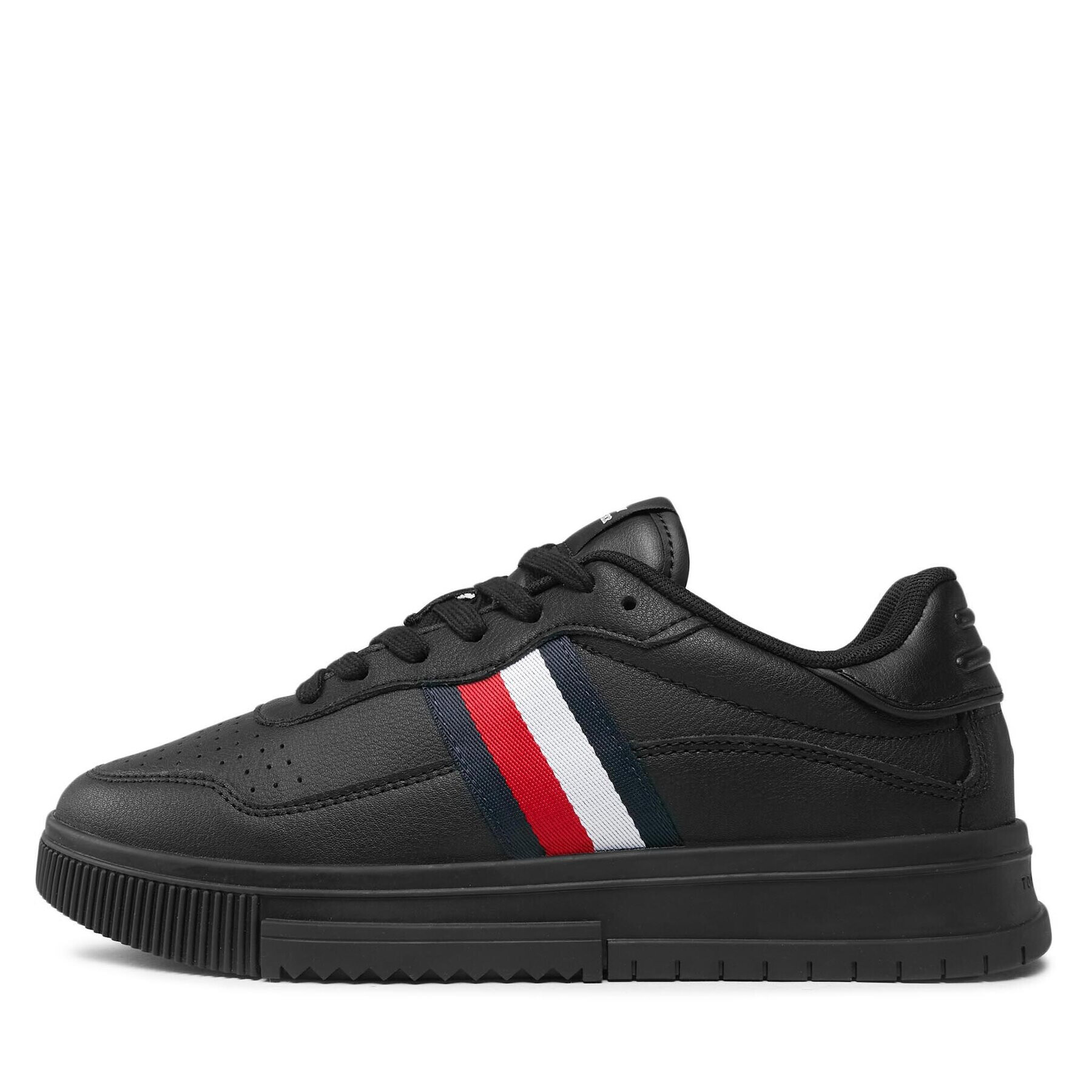 Tommy Hilfiger Sneakers Supercup Leather Stripes FM0FM04824 Negru - Pled.ro